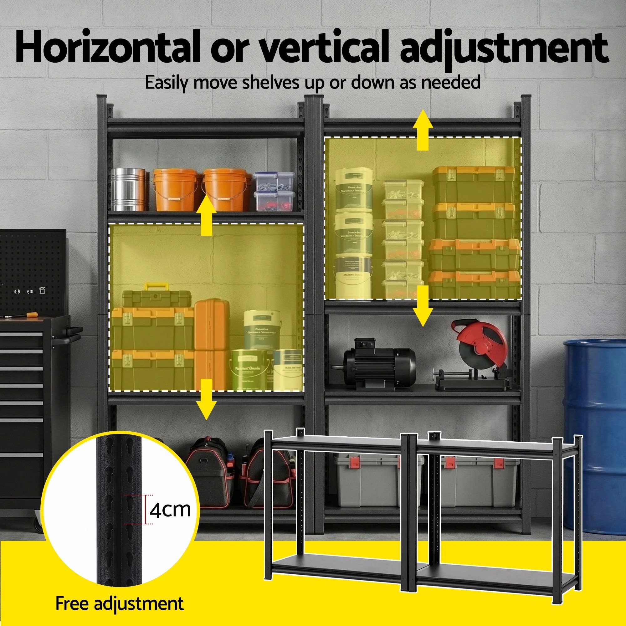 3 Giantz Garage Shelving 1.8X0.9m Warehouse Rack Storage Shelves Workshop Racks Steel - Black, 3 of 6