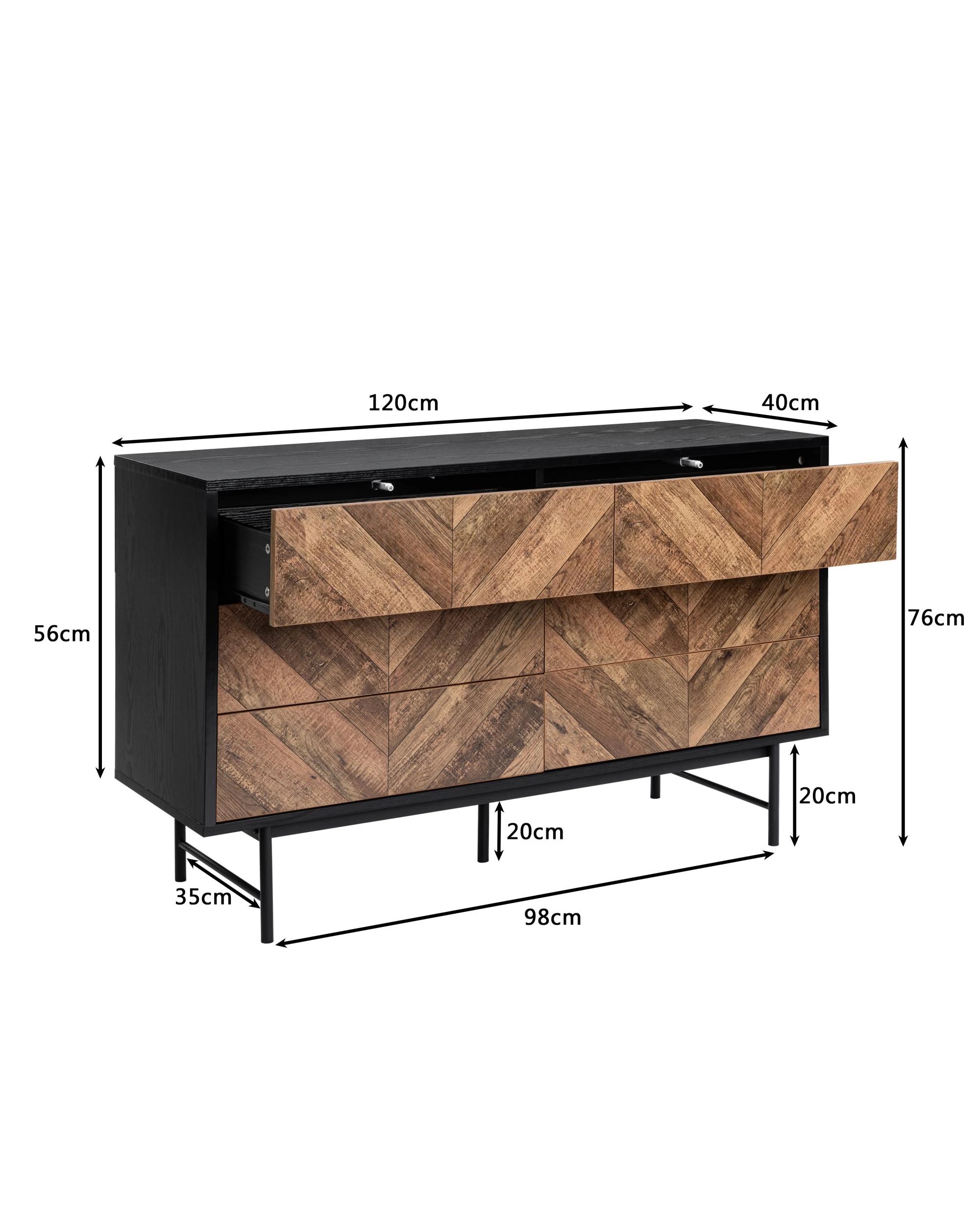10 Kodu Tallboy Lowboy Dresser Chest with 6 Drawers - Black, 10 of 10
