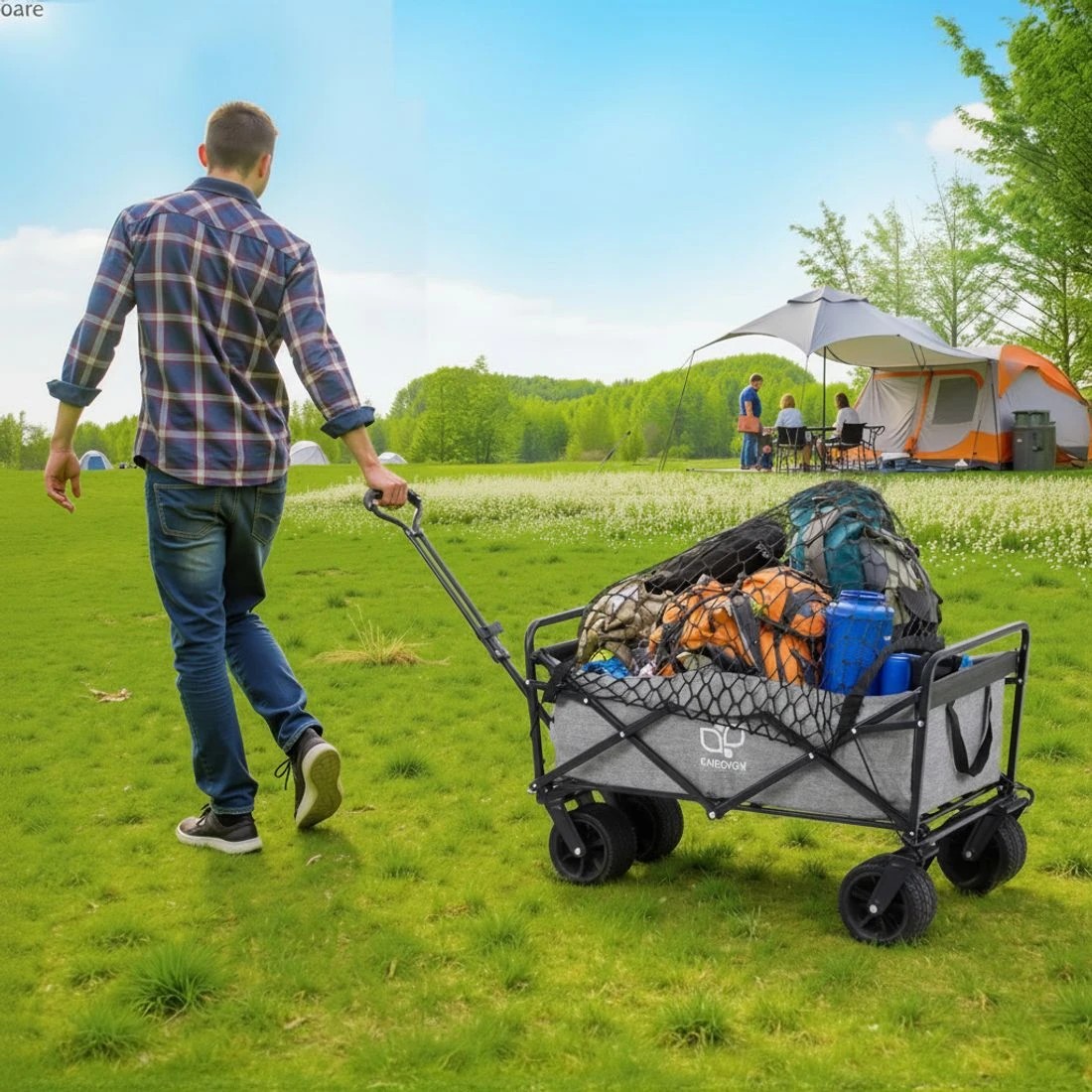 5 Gardeon Garden Cart with Cargo Net - Grey, 5 of 5