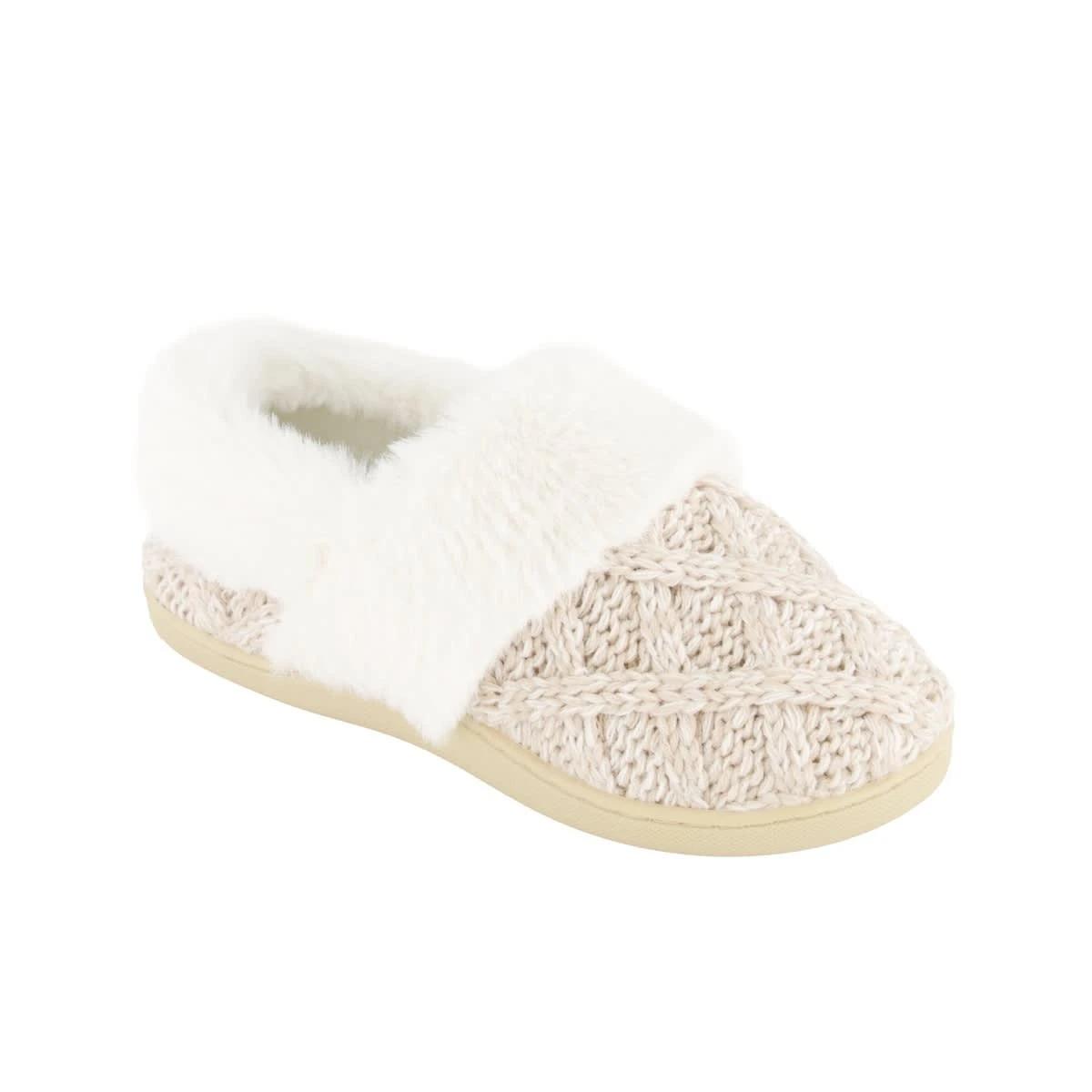 1 Elevated Midi Faux Fur Slippers Oatmeal, 1 of 3