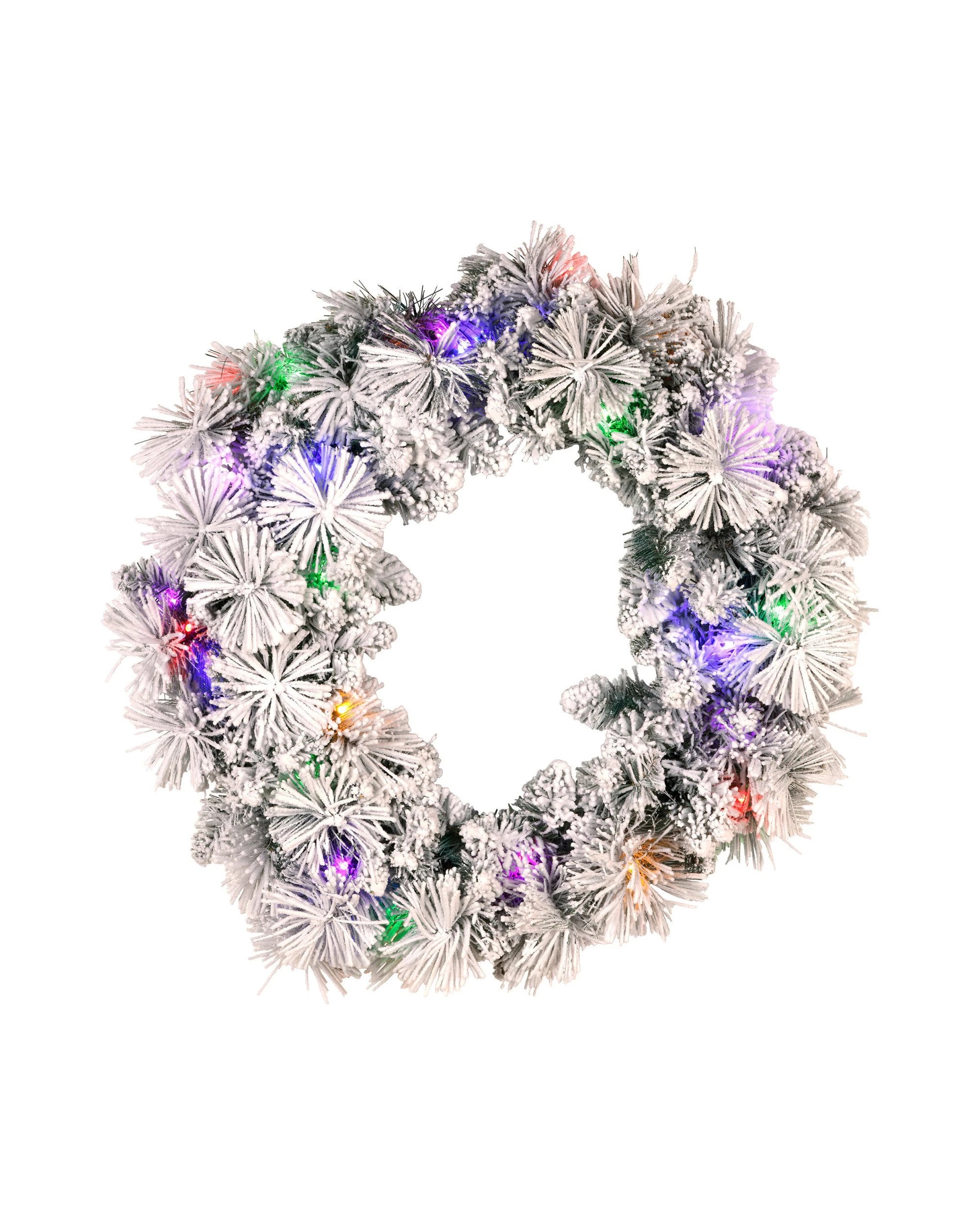 1 Christabelle 61cm Christmas Wreath Snowy Dorset Pine With Multi-function Led Lights Tree Door Decoration Ornament, 1 of 7