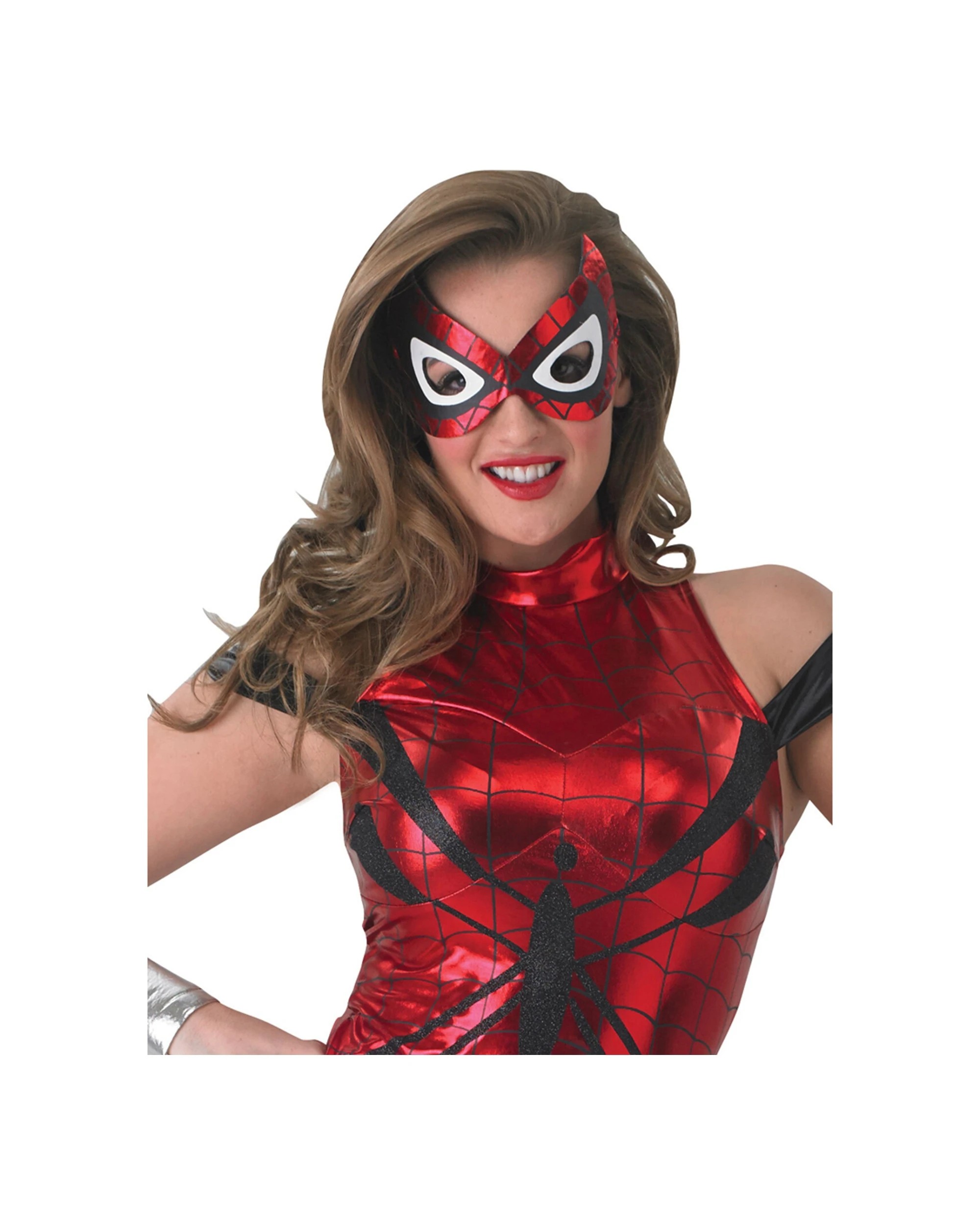 1 Spiderman 3pc Spider-Girl Jumpsuit Adult Women Costume Set Size S - Red, 1 of 2
