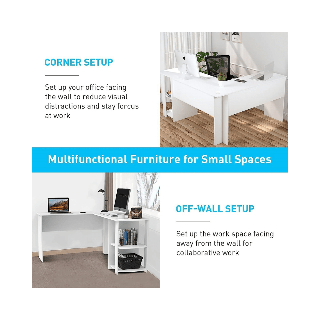 4 Advwin Computer Desk L Shaped Office Desk Corner Study Table, 4 of 8