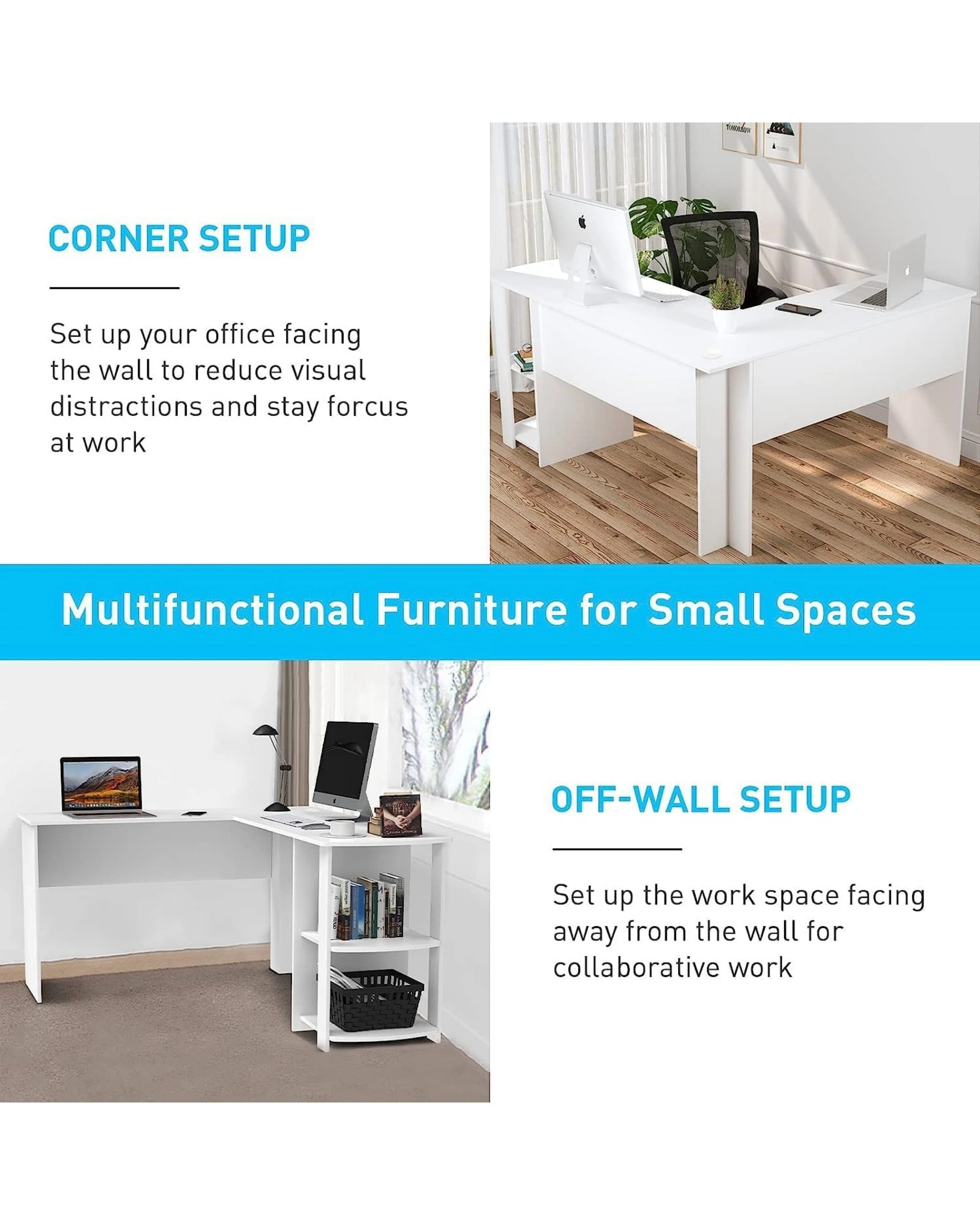 4 Advwin Computer Desk L Shaped Office Desk Corner Study Table, 4 of 8