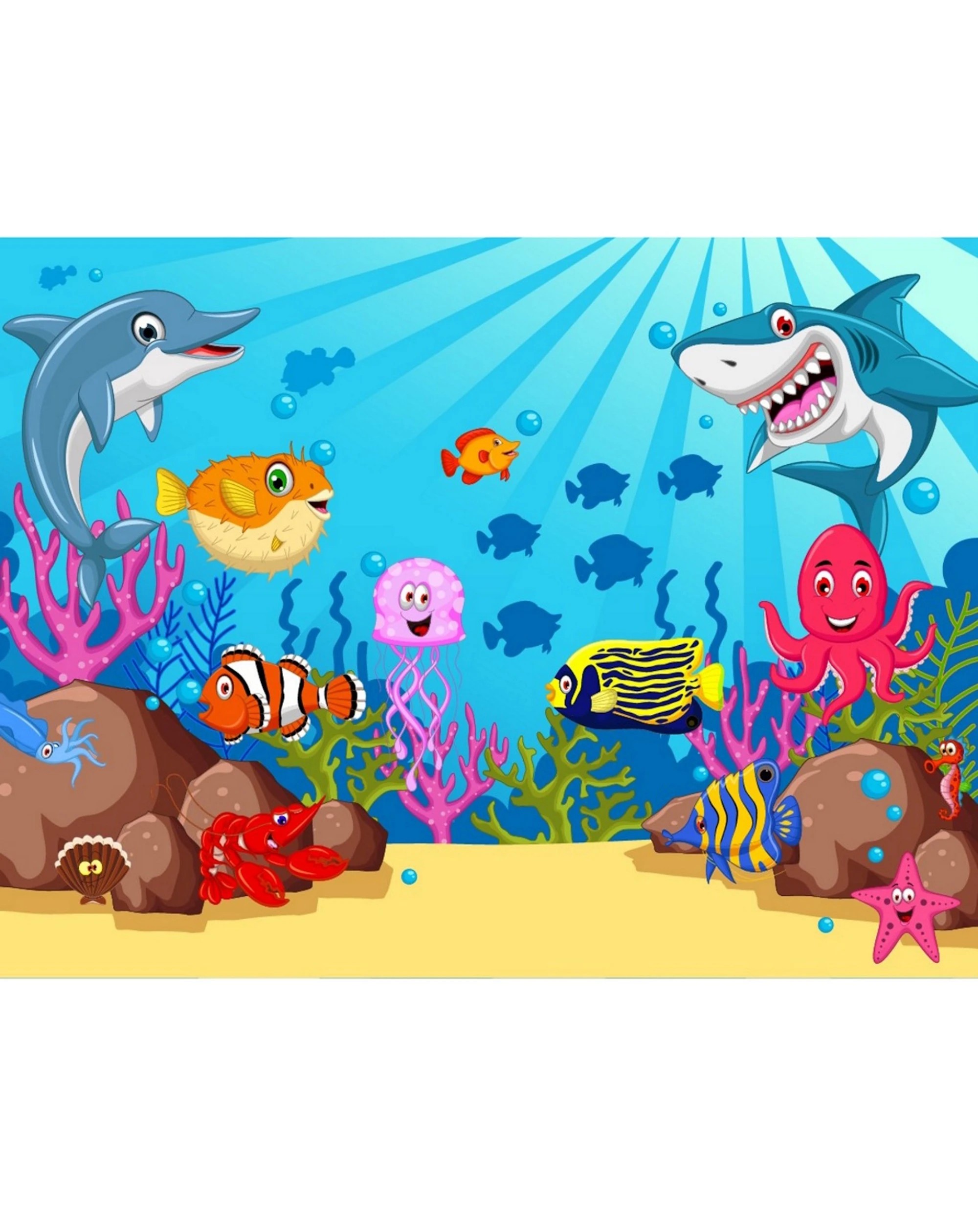 1 Partyrama Sea Animals Large Fabric Backdrop, 1 of 2