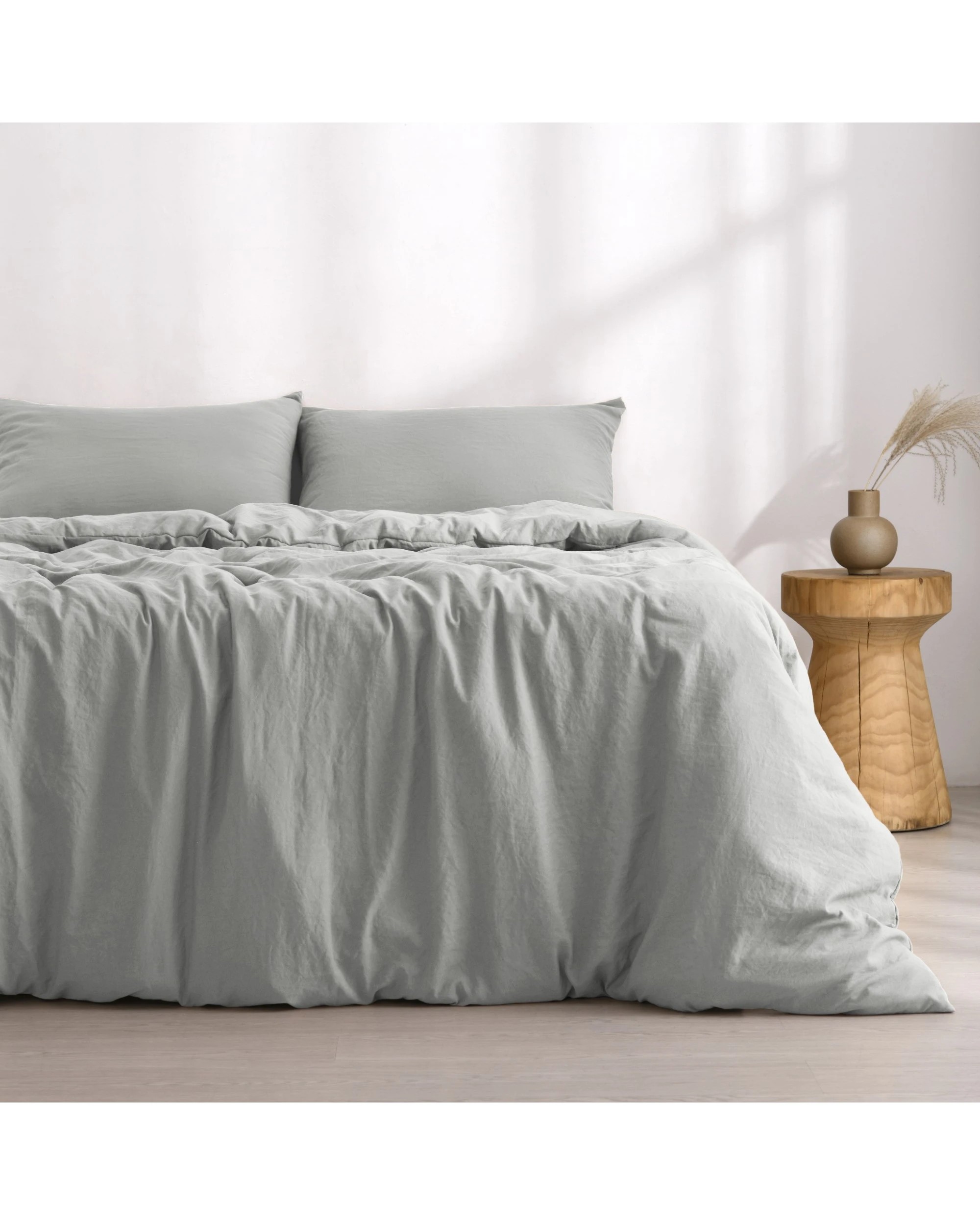 2 Dreamaker Superfine Washed Microfibre Quilt Cover Set - Queen Bed - Dove Grey, 2 of 7