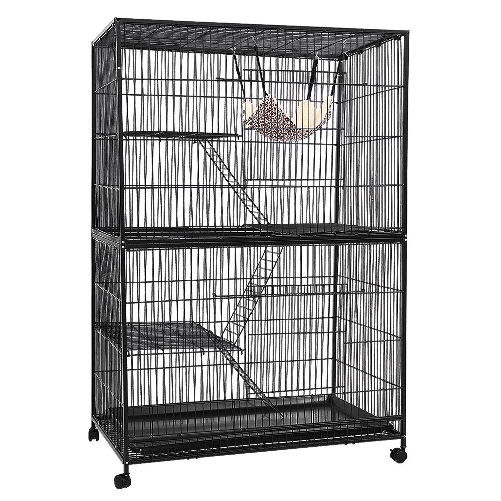 1 i.Pet Rabbit Cage 142cm Hutch 4 Level Bird Guinea Pig Ferret - Black, 1 of 6