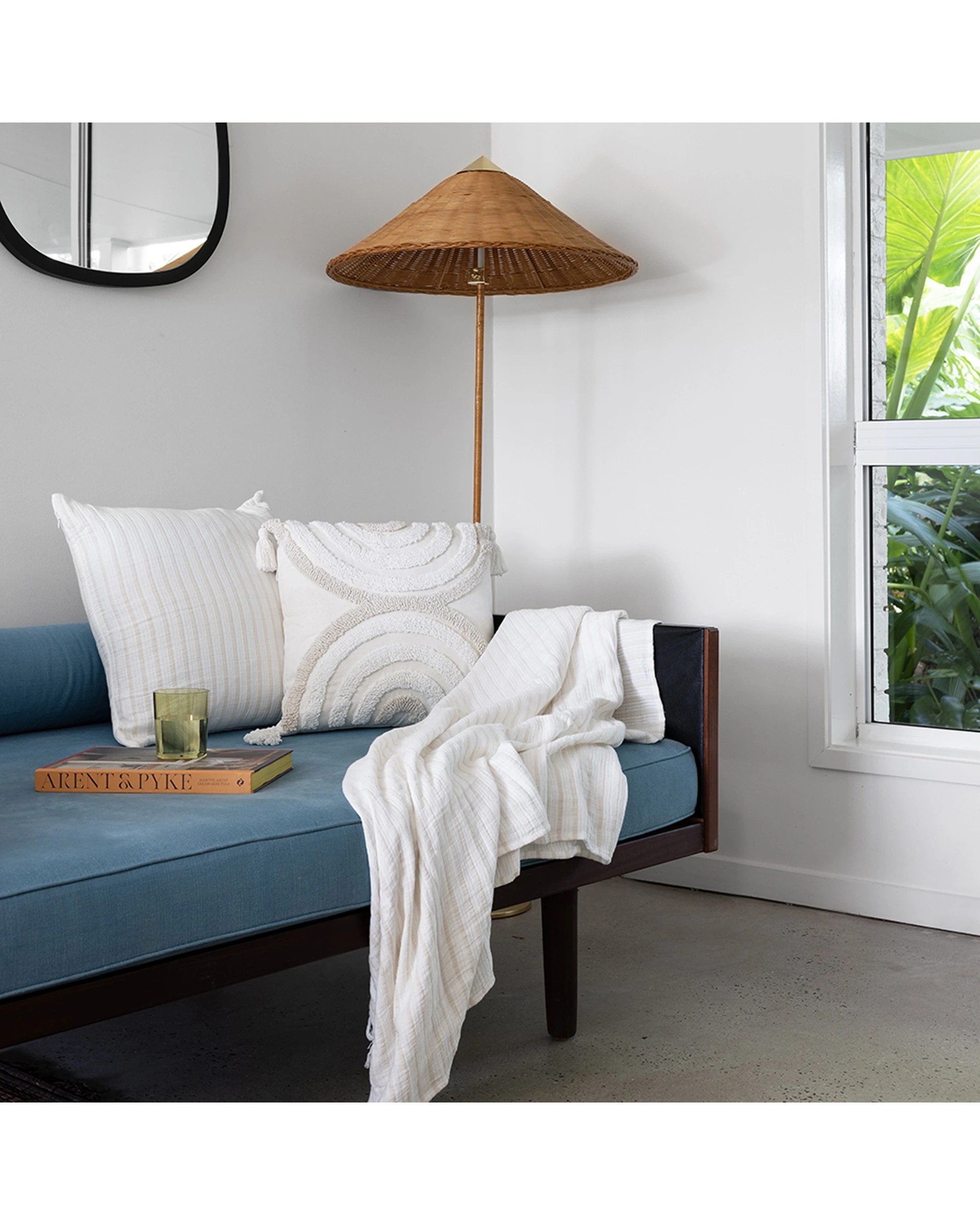 2 BAMBURY Haven Throw Cotton & Bamboo With Fringe - White, 2 of 3