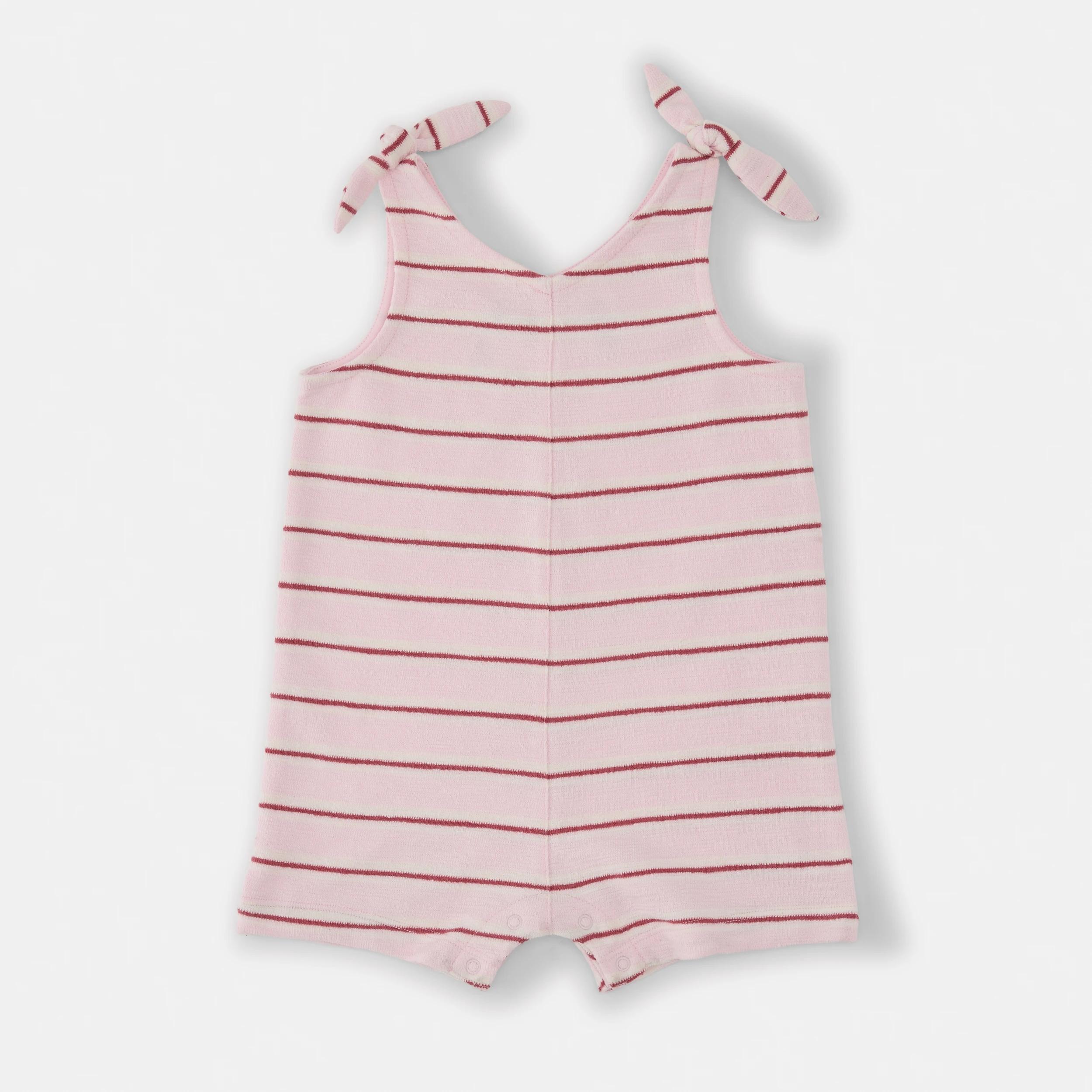 1 Sleeveless Slub Romper Pnk Stripe, 1 of 5