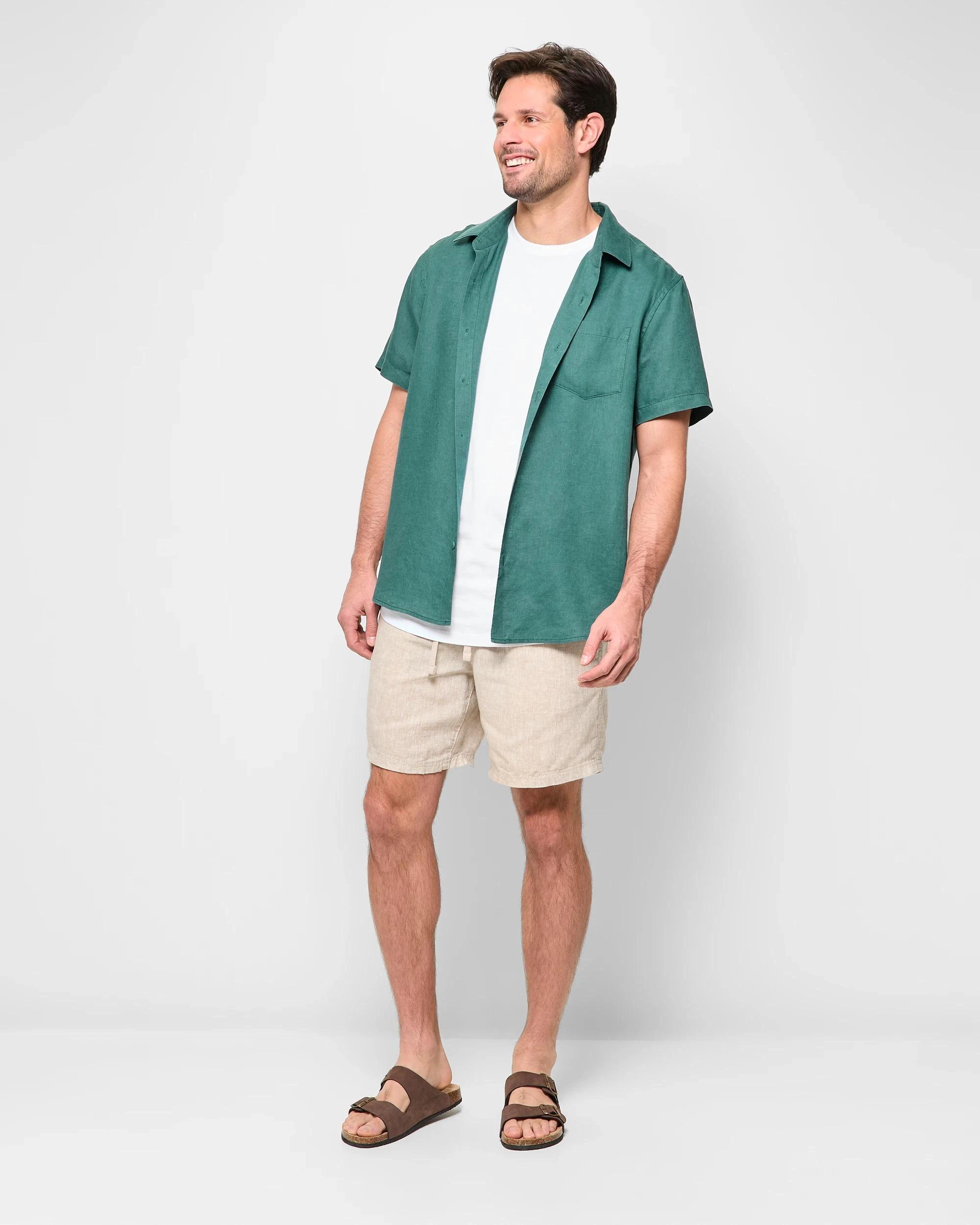 2 Target Man European Linen Short Sleeve Shirt TEAL, 2 of 5