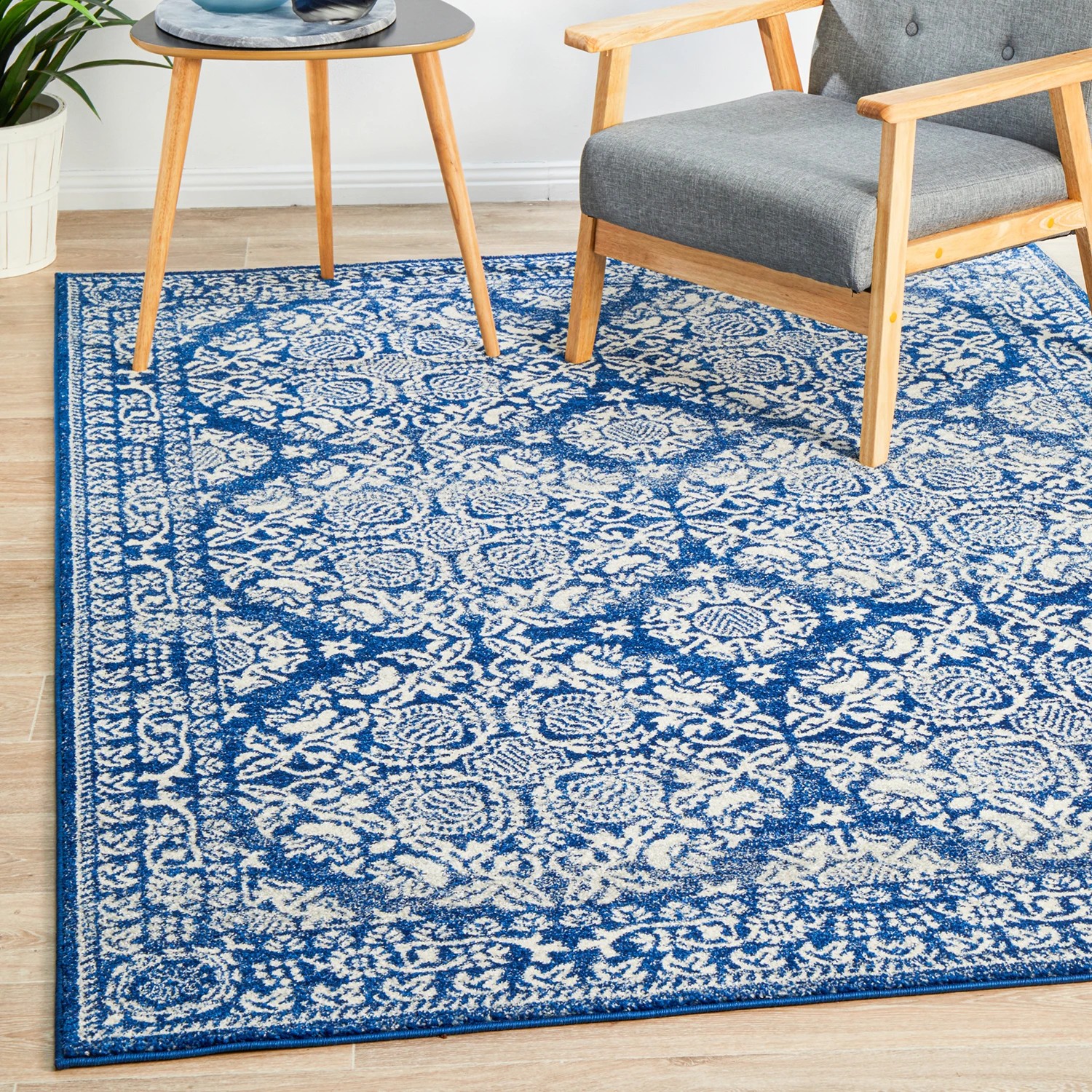 1 Common Ground Rugs Phantom 358 290x200cm - Large Power Loomed Pet Friendly Floor Rug - Blue, 1 of 9