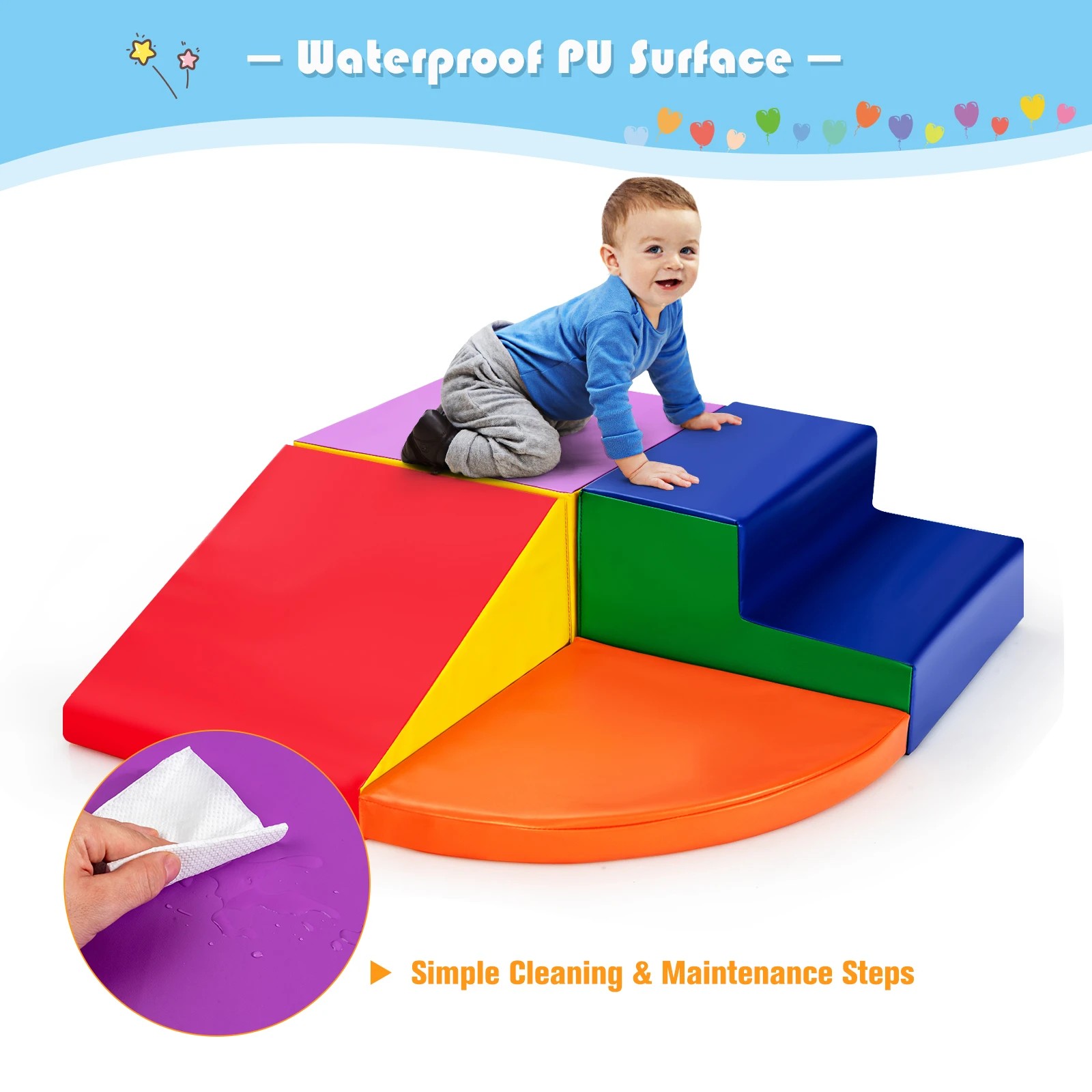 6 Costway 4PCS Soft Blocks Climber & Crawl Foam Playset, 6 of 6