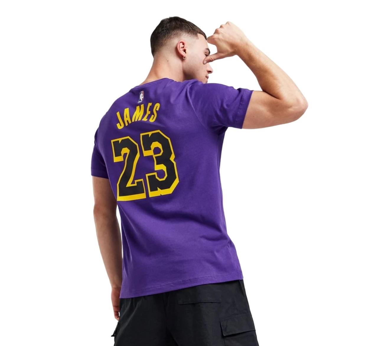 7 Nike Mens Air Jordan NBA Lebron James Lakers Purple Statement Jersey T-Shirt PURPLE, 7 of 7