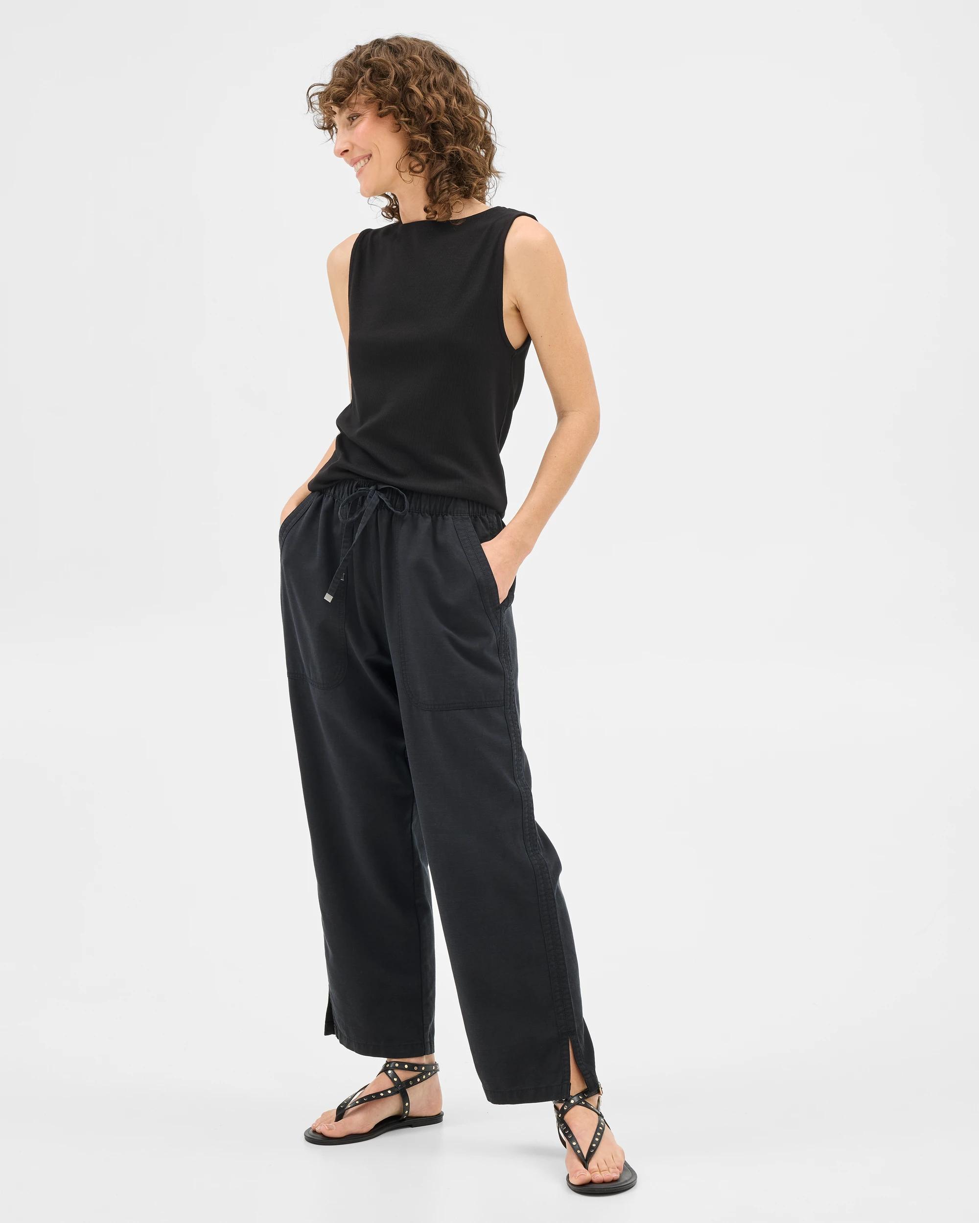 6 Target Straight Slub Pants BLACK, 6 of 7