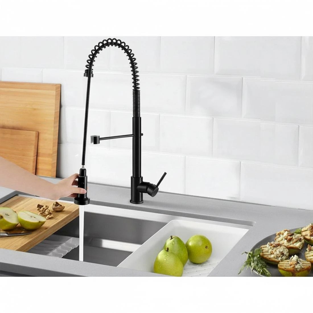 3 Cefito Kitchen Mixer Tap Pull Down 2 Modes Sink Faucet Basin Laundry - Black, 3 of 4