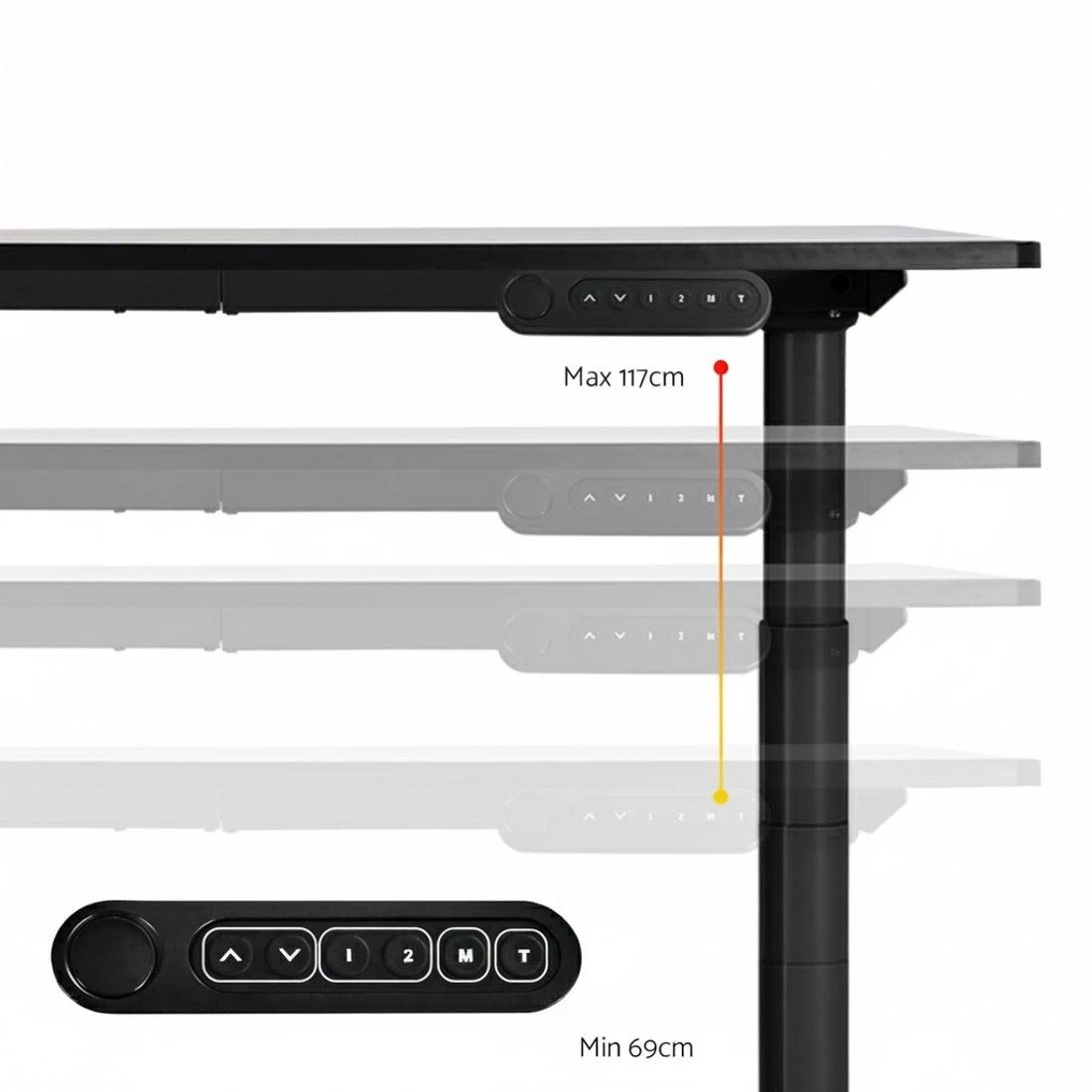 3 Artiss Standing Desk Frame Only Motorised Dual Motor - Black, 3 of 5
