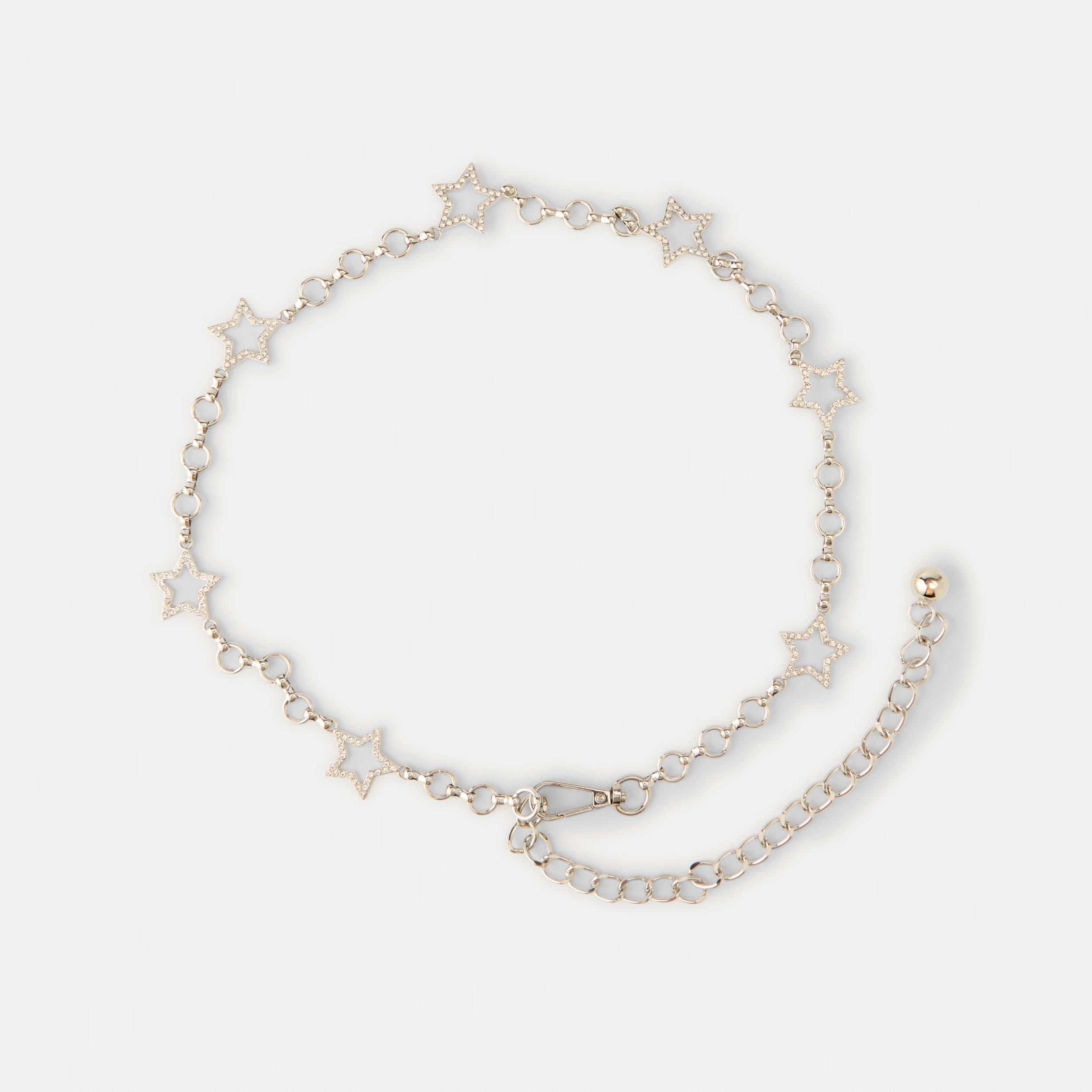 1 Star Diamante Chain Belt Silver, 1 of 6