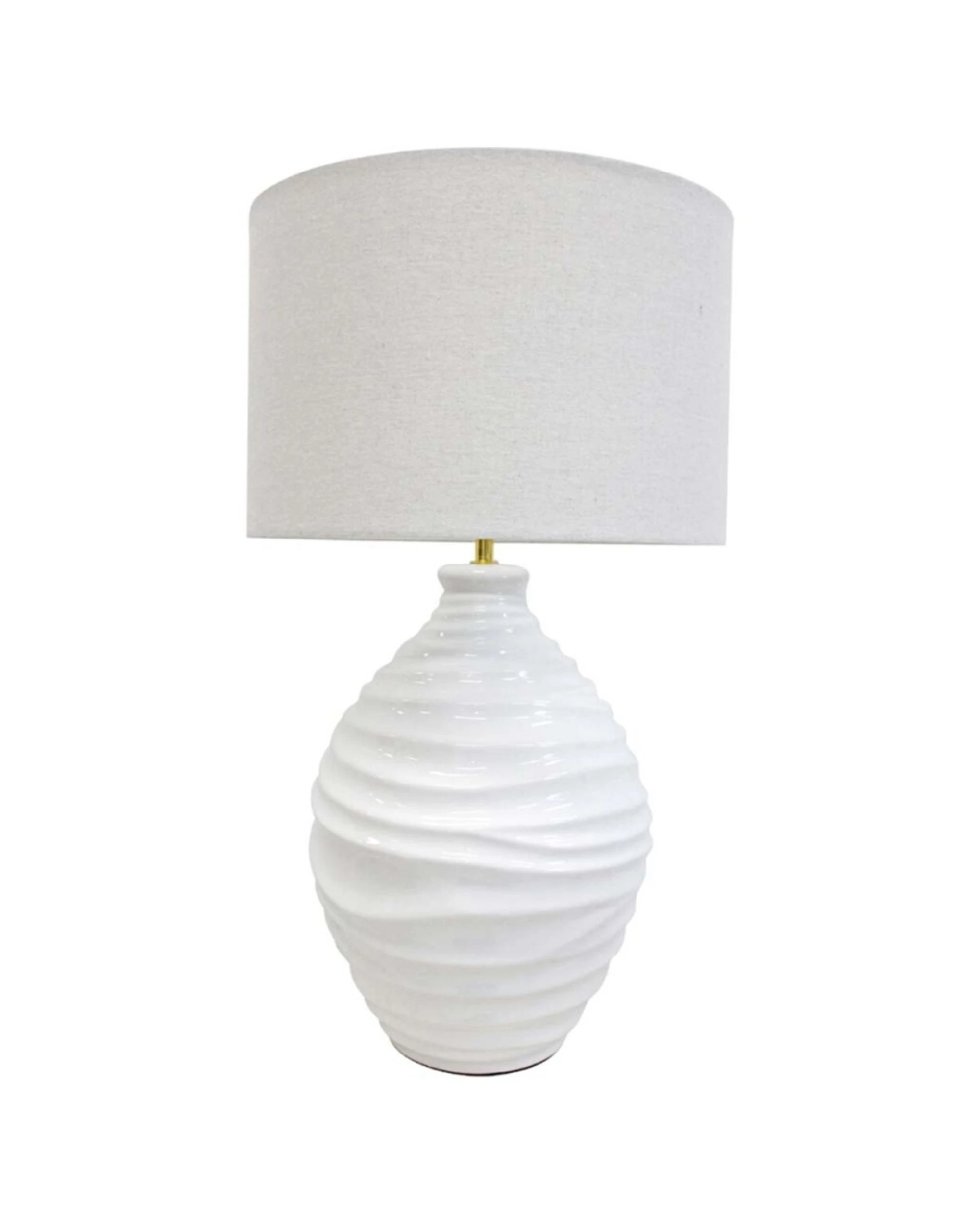 2 LVD Lucca Ceramic Base Linen Shade Table Lamp Home Decor Lighting 38x38x67cm - White, 2 of 2