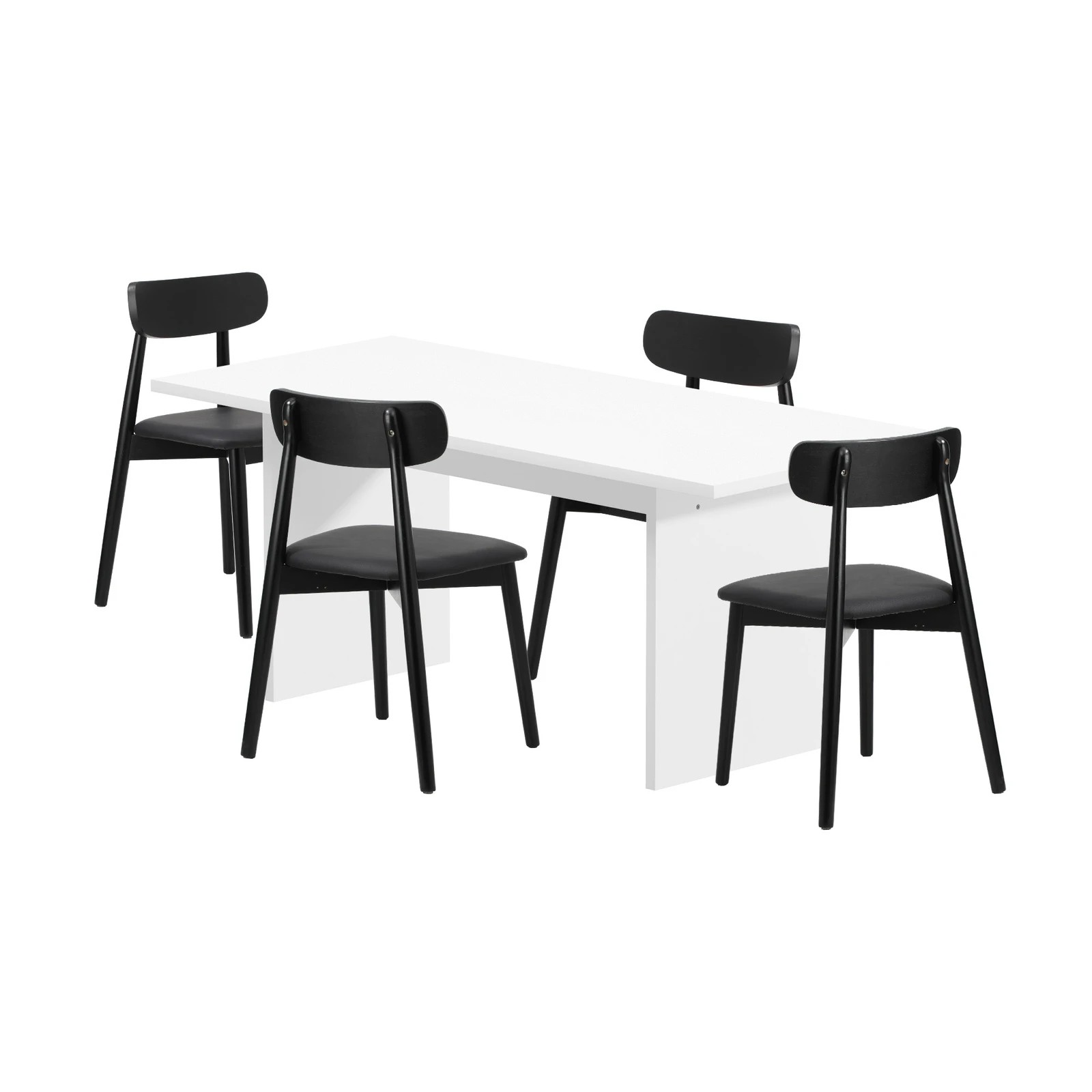 7 Oikiture 4-Seater Dining Table and Chairs Wooden Furniture Set - Black, 7 of 9