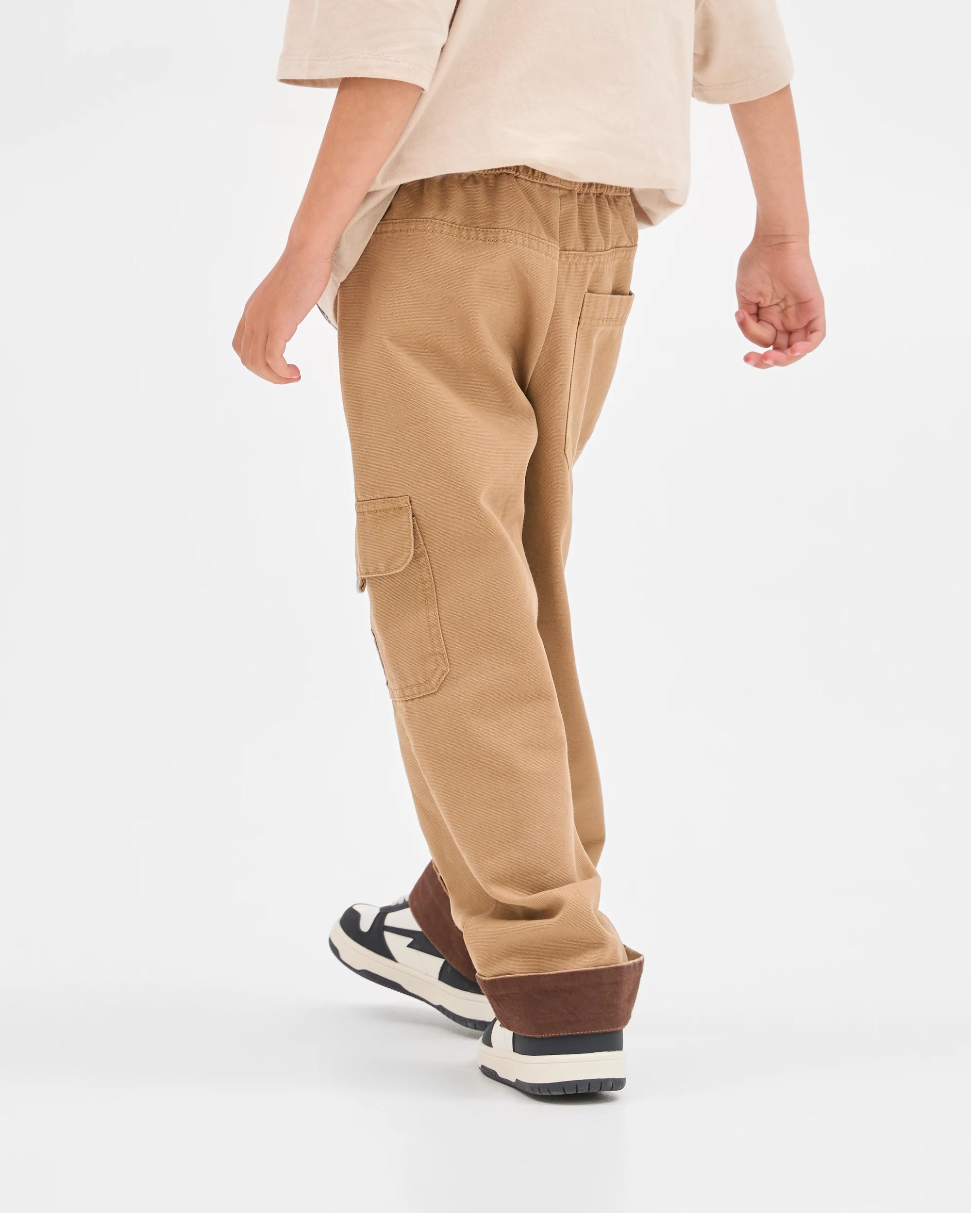4 Target Kids Australian Cotton Blend Elastic Waistband Cargo Pants TAN, 4 of 8