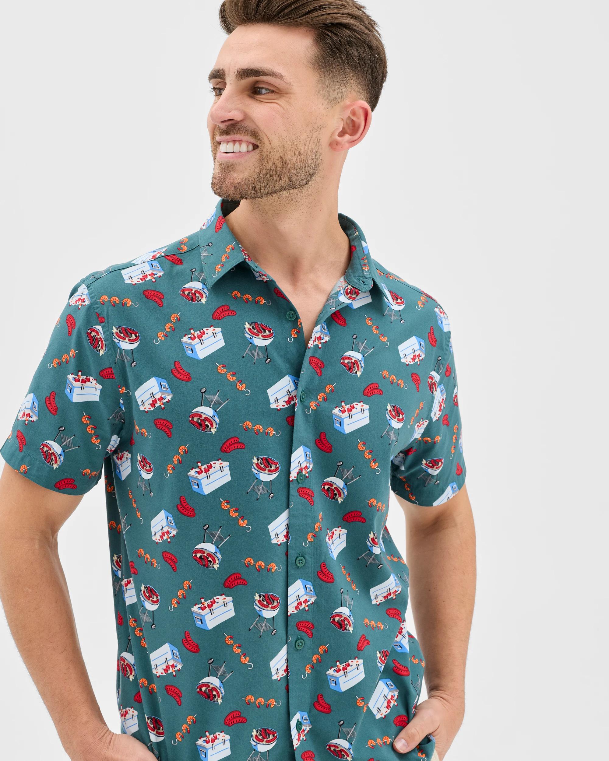 5 Target Man Australian Cotton Blend Summer BBQ Shirt HUNTER GREEN, 5 of 7