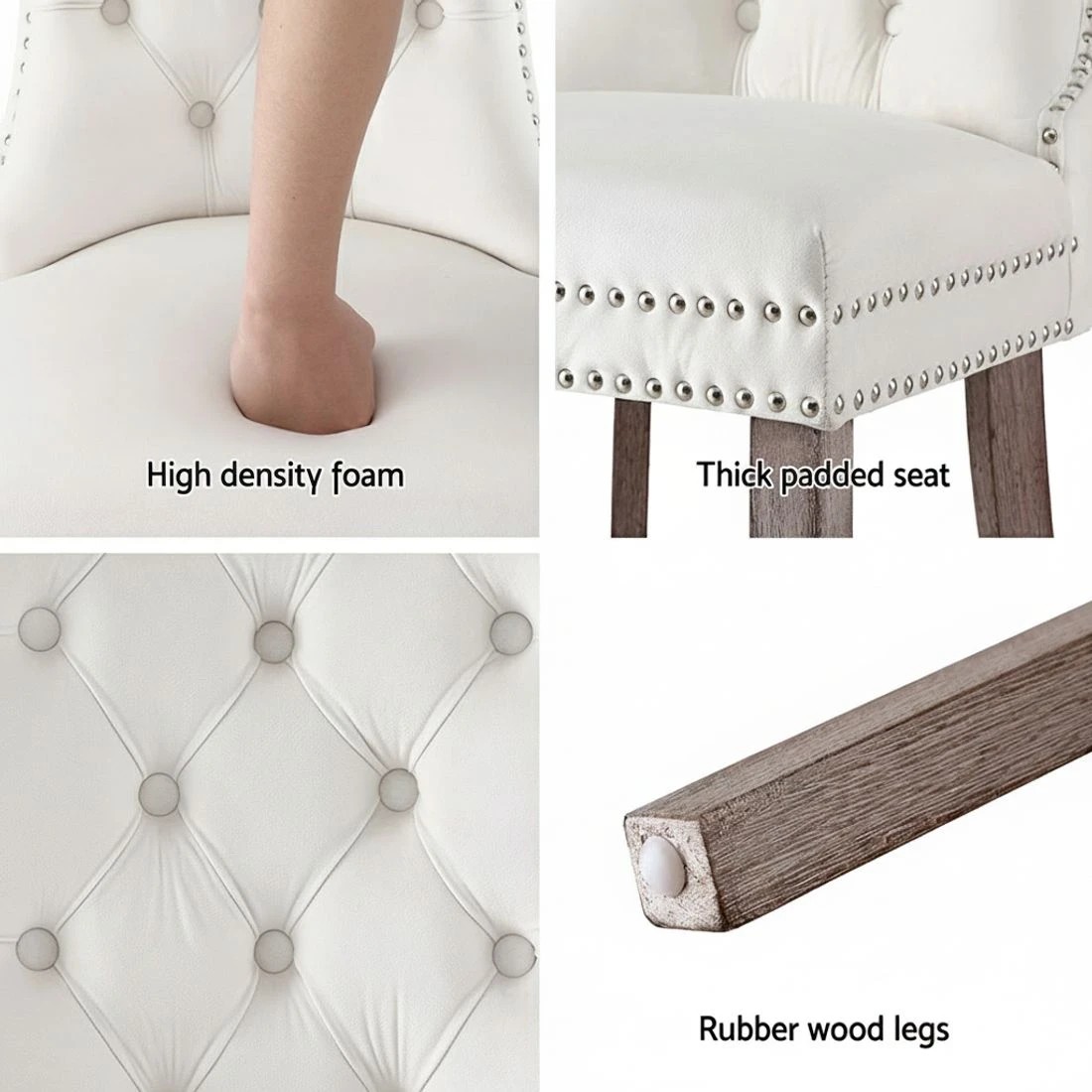 5 1 Set of 2 Artiss Dining Chairs  Velvet - Beige, 5 of 5