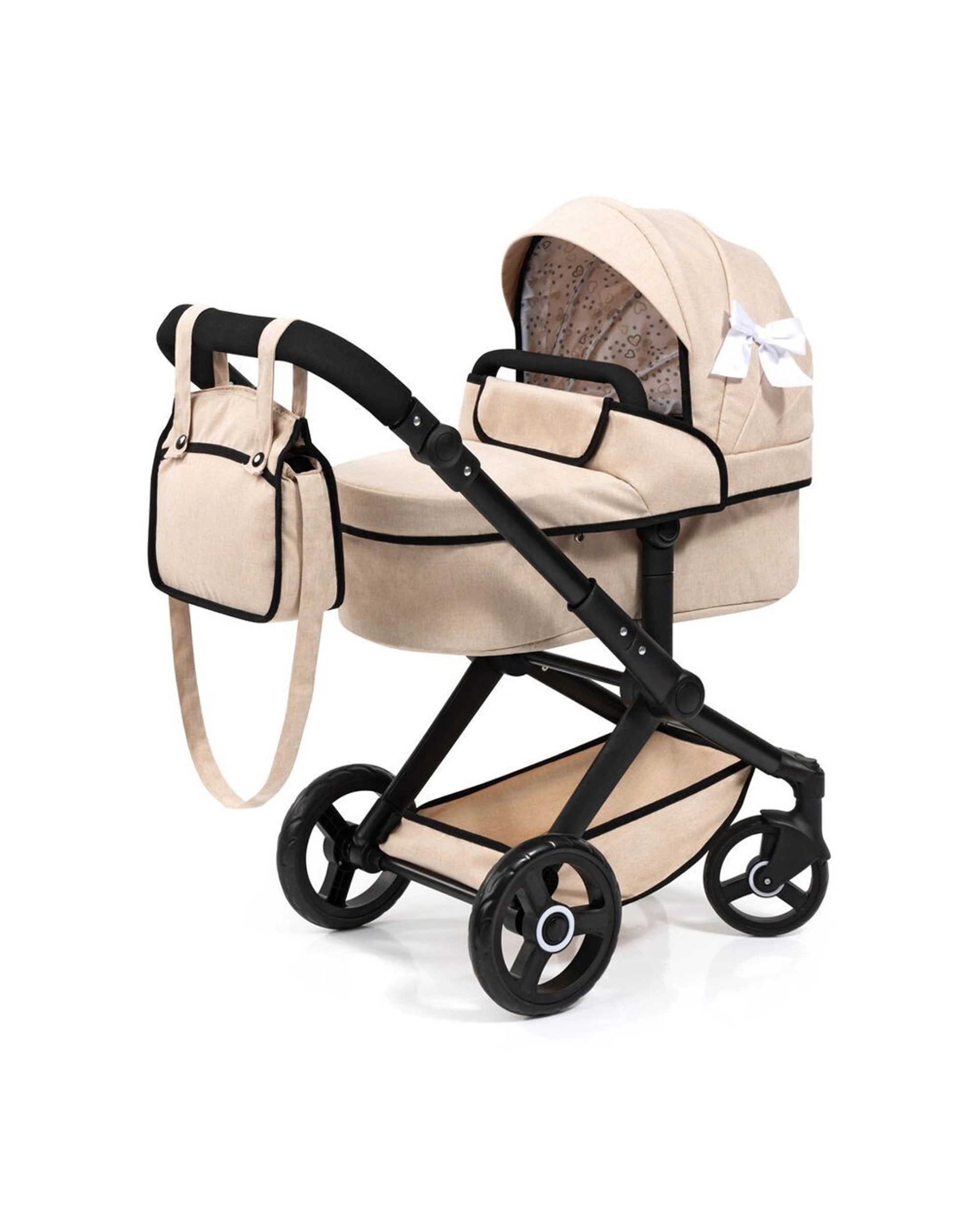 1 BAYER XEO Doll Pram Pretend Play Adjustable Handle Reversible Kids Stroller
 - beige, 1 of 5