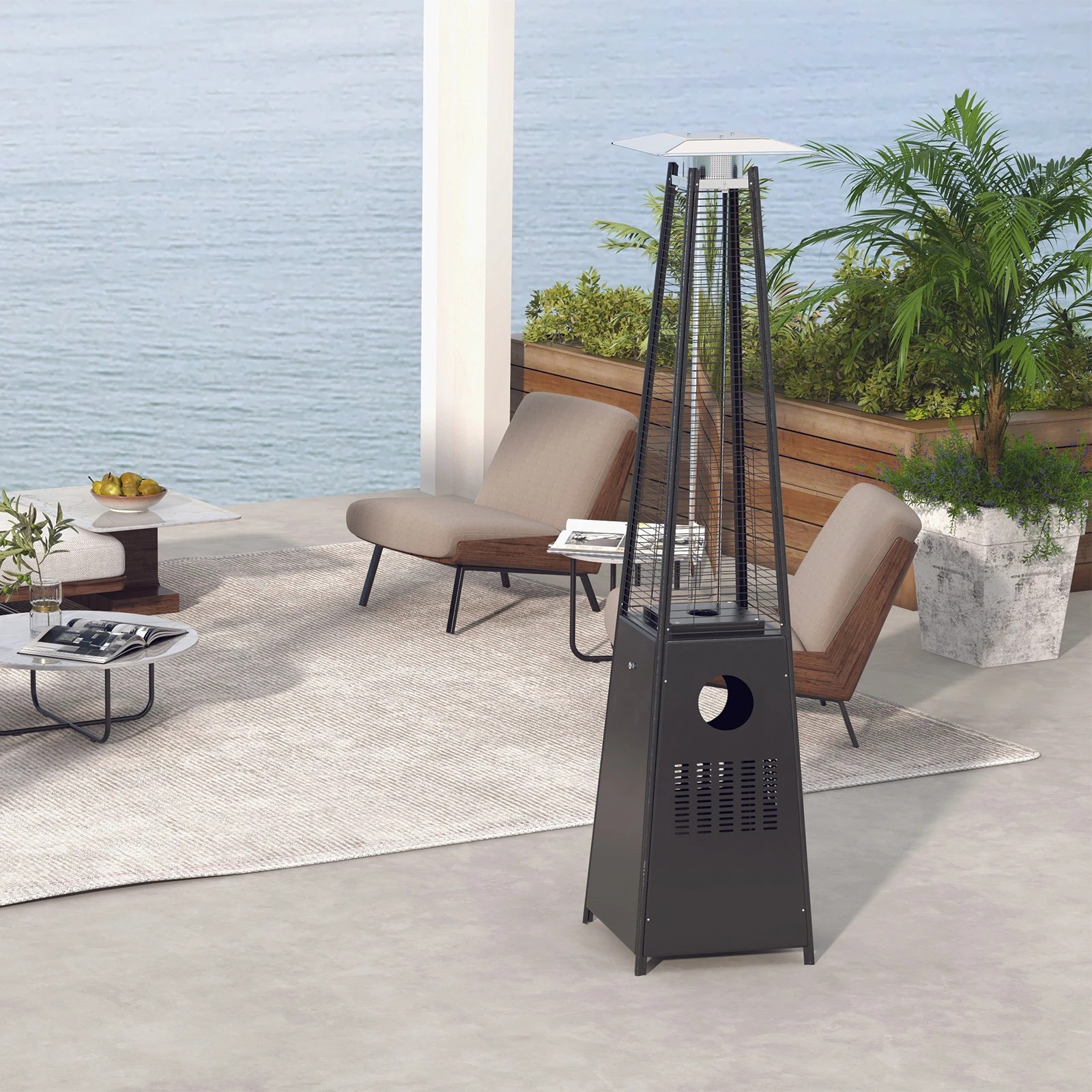6 Havana Outdoors Gas Pyramid Flame Heater 13KW Steel Regulator Black - Black, 6 of 7