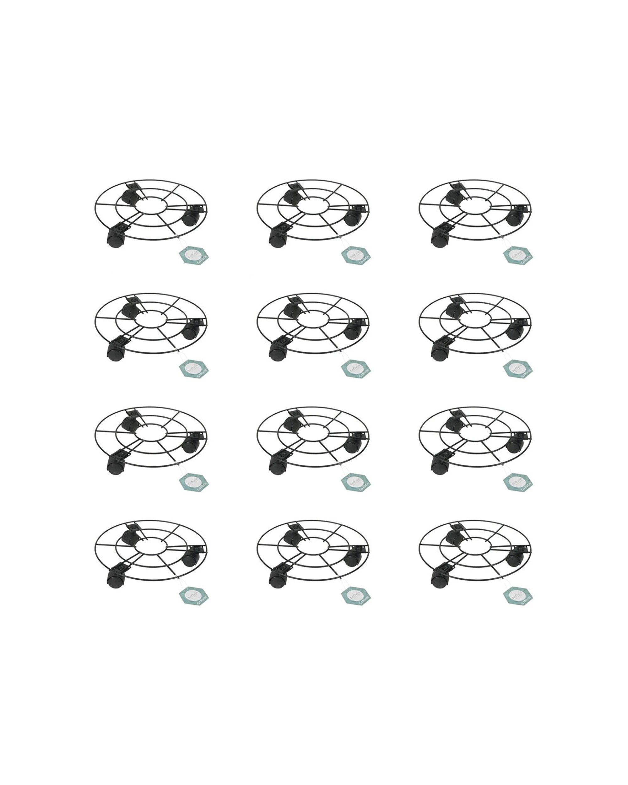 1 Antheia 12PK Iron Plant Decorative Pot Stand Trolley 25x25cm - Black, 1 of 1