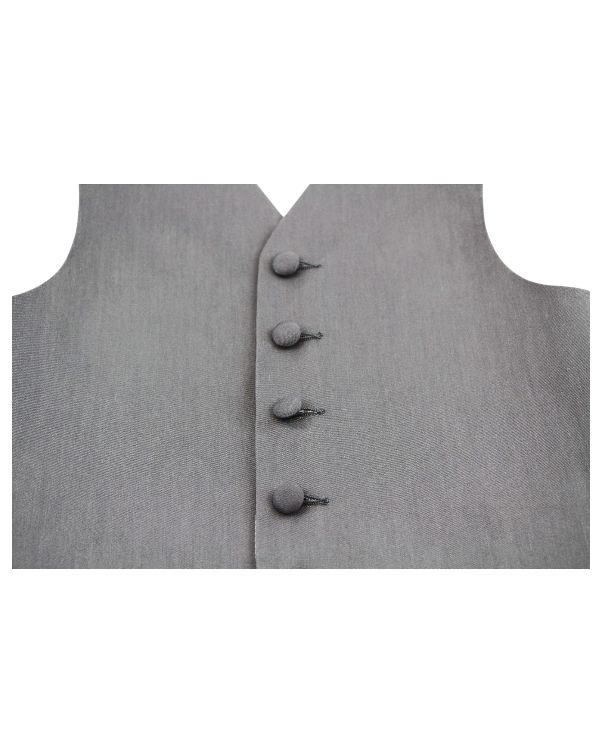 7 Zasel Boys Junior Cotton Vest Adjustable Waistcoast & Matching Bow Tie Set DARK GREY, 7 of 7