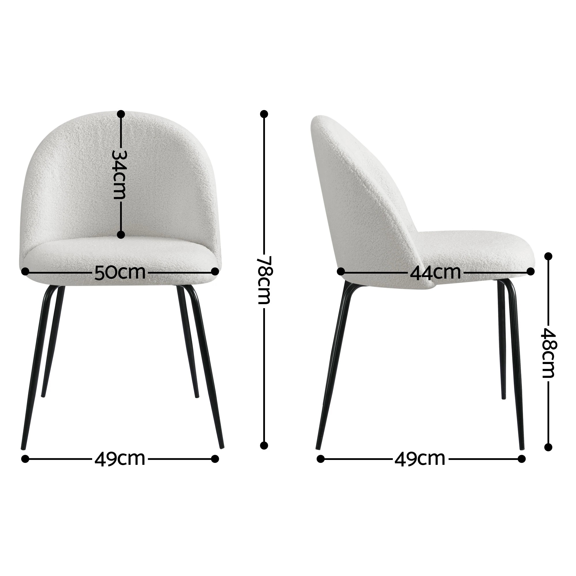 2 Artiss Dining Chairs Set of 6 Sherpa Boucle - White, 2 of 8