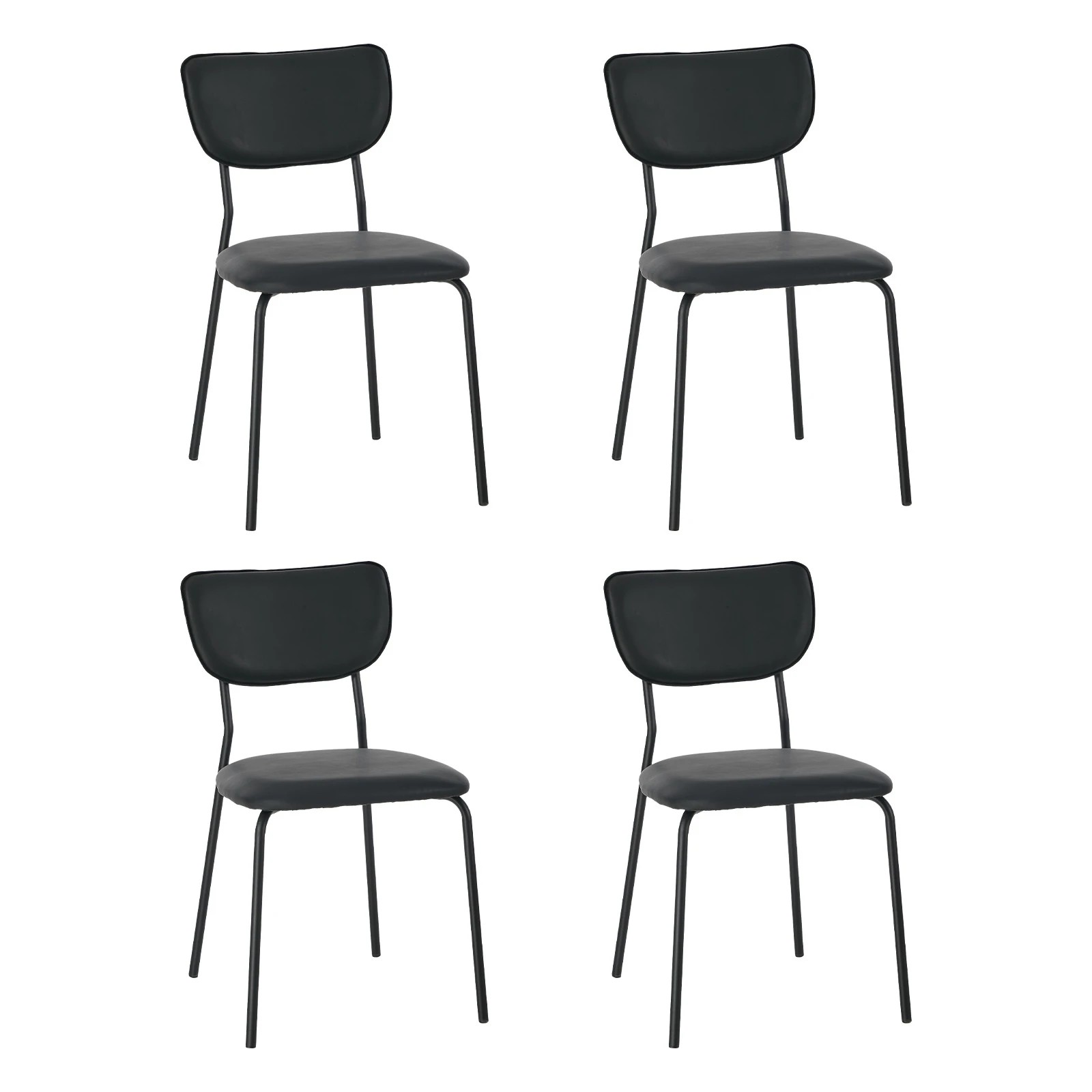 1 Oikiture Set of 4 Dining Chairs PU Leather Padded Seat - Black, 1 of 9