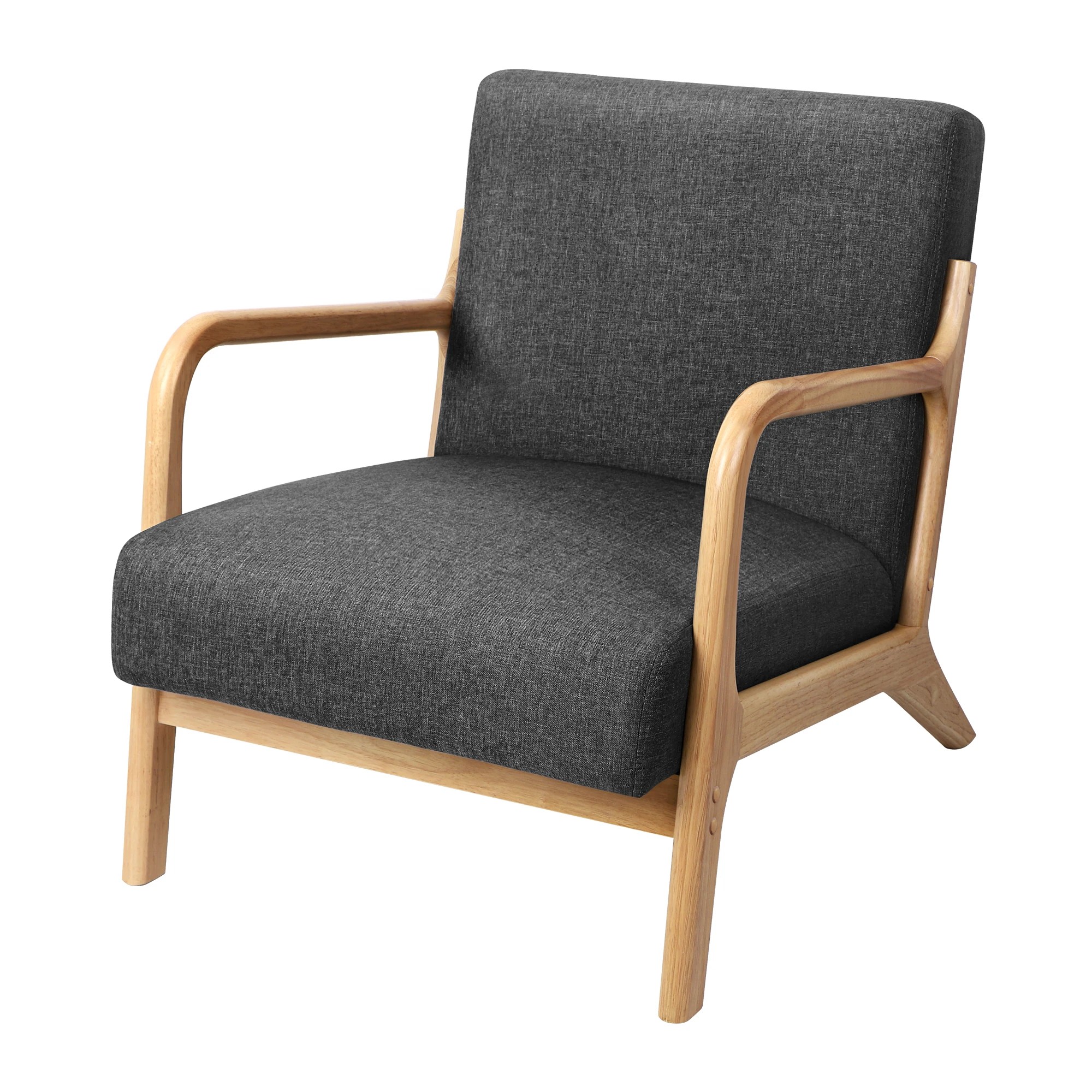 1 Alfordson Armchair Lounge Chair Bentwood Accent Chairs Single Sofa Couch - Dark Grey, 1 of 9