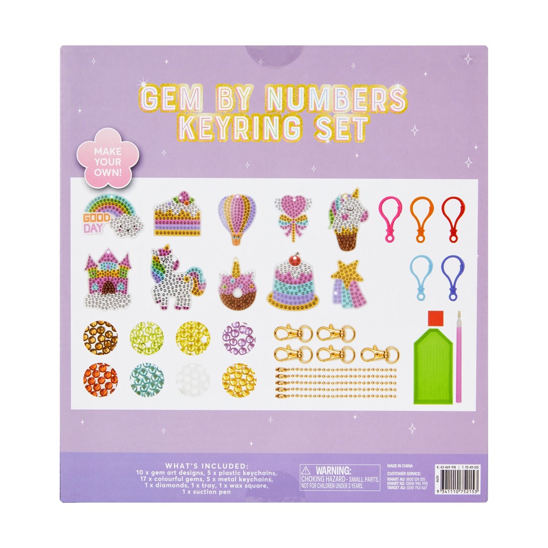 10 Make Your Own Gem Keychains: Gem by Numbers Keyring Set, 10 of 10