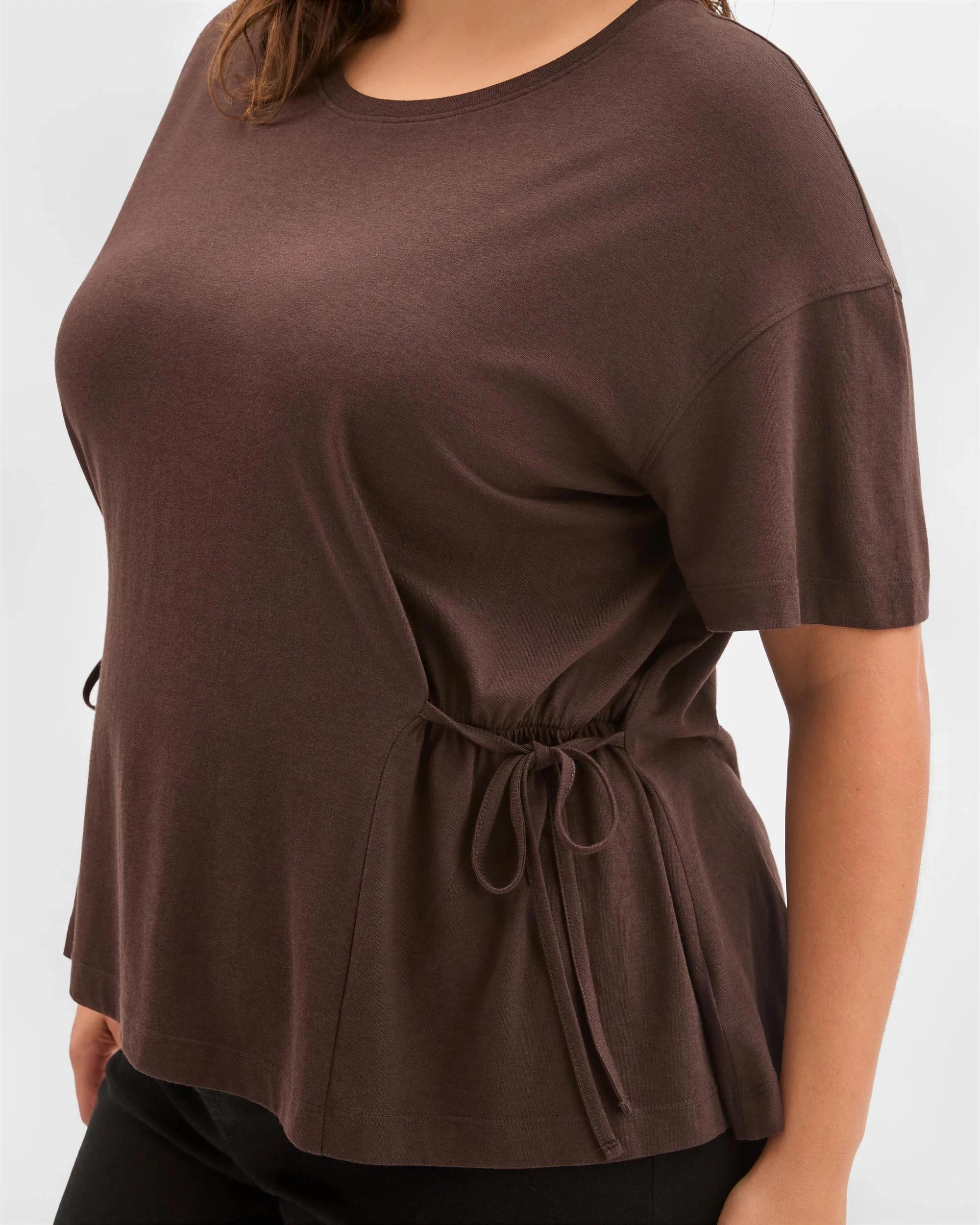 5 Target Curve Plus Size Australian Cotton Blend Side Tie Waist T-Shirt BRUNETTE, 5 of 6