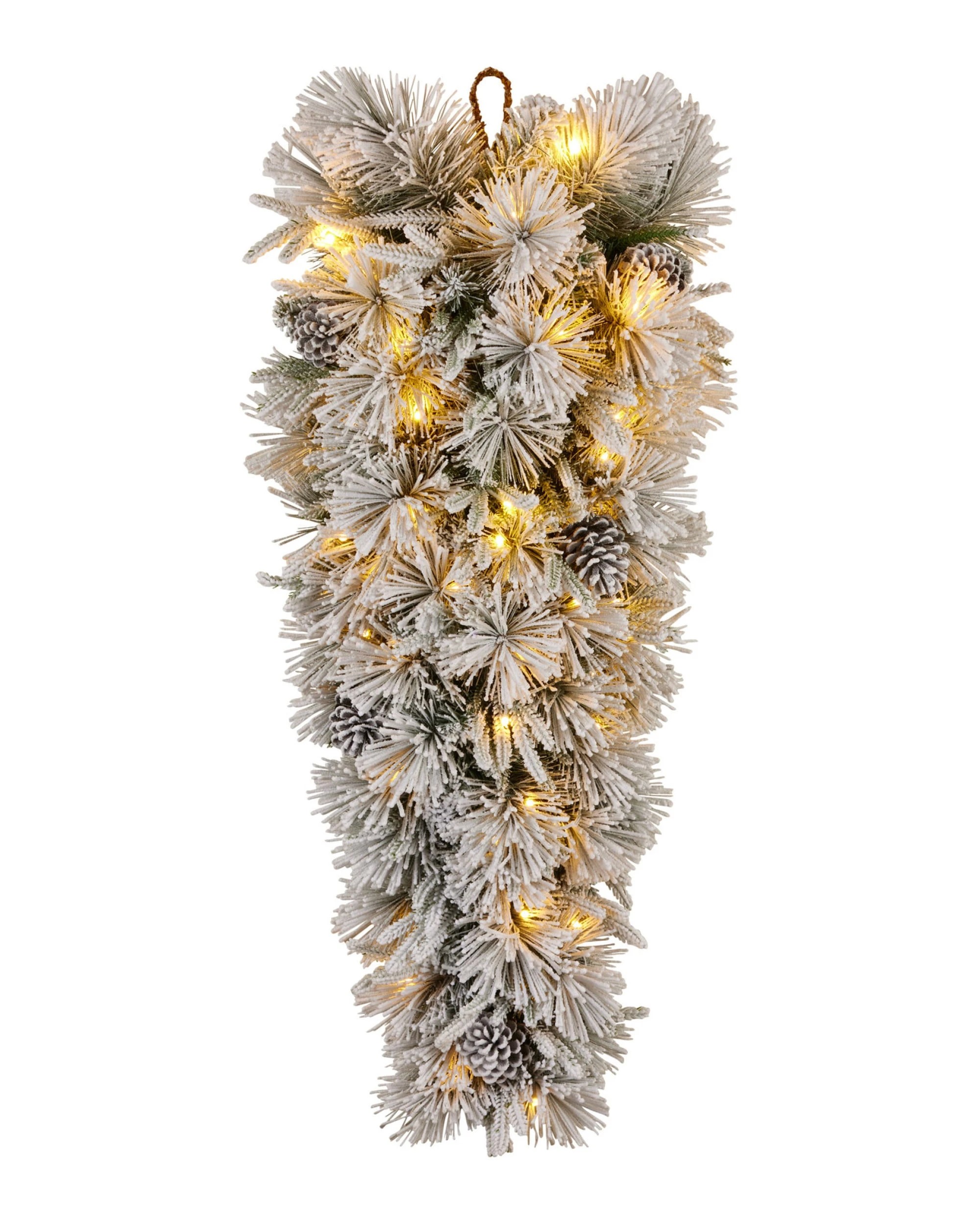 2 Christabelle 90cm Alpine Snow Christmas Garland Teardrop Pre Lit Multi Function LED Timer Flocked Pine Cones Home, 2 of 9