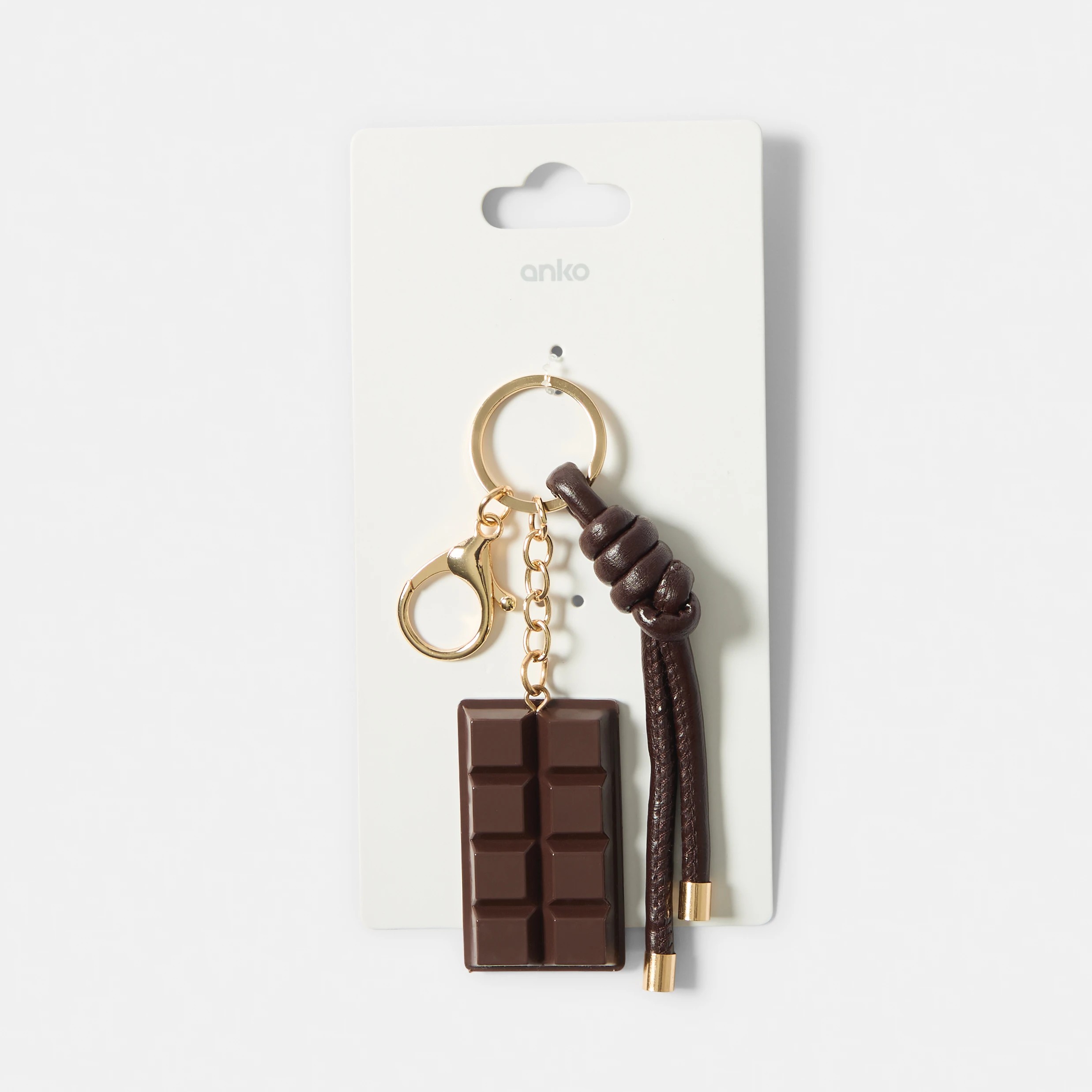 5 Chocolate Bag Charm Keyring - Brown and Gold Tone, 5 of 5