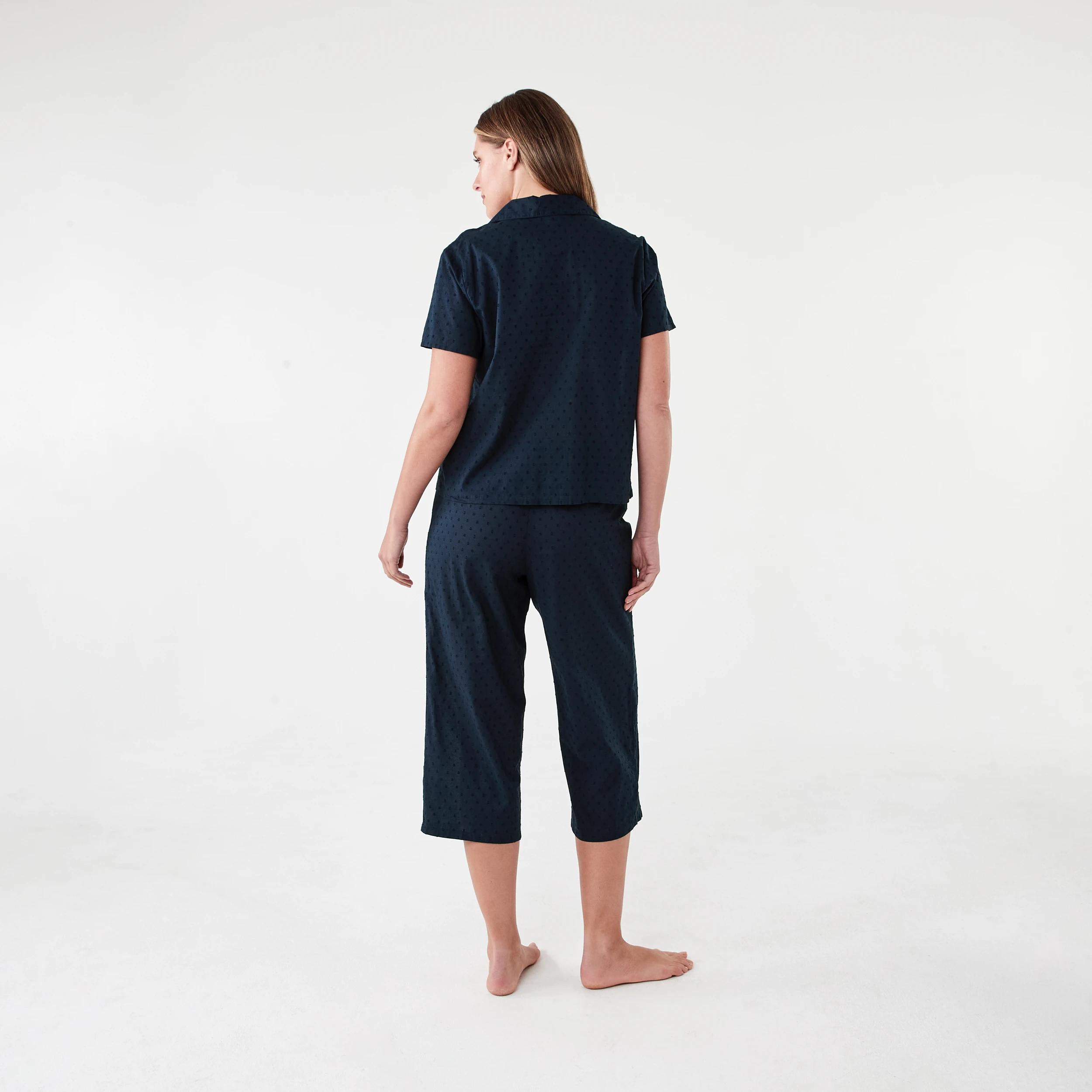3 Short Sleeve Top and 3/4 Pants Dobby Pyjama Set Navy Blaze, 3 of 6