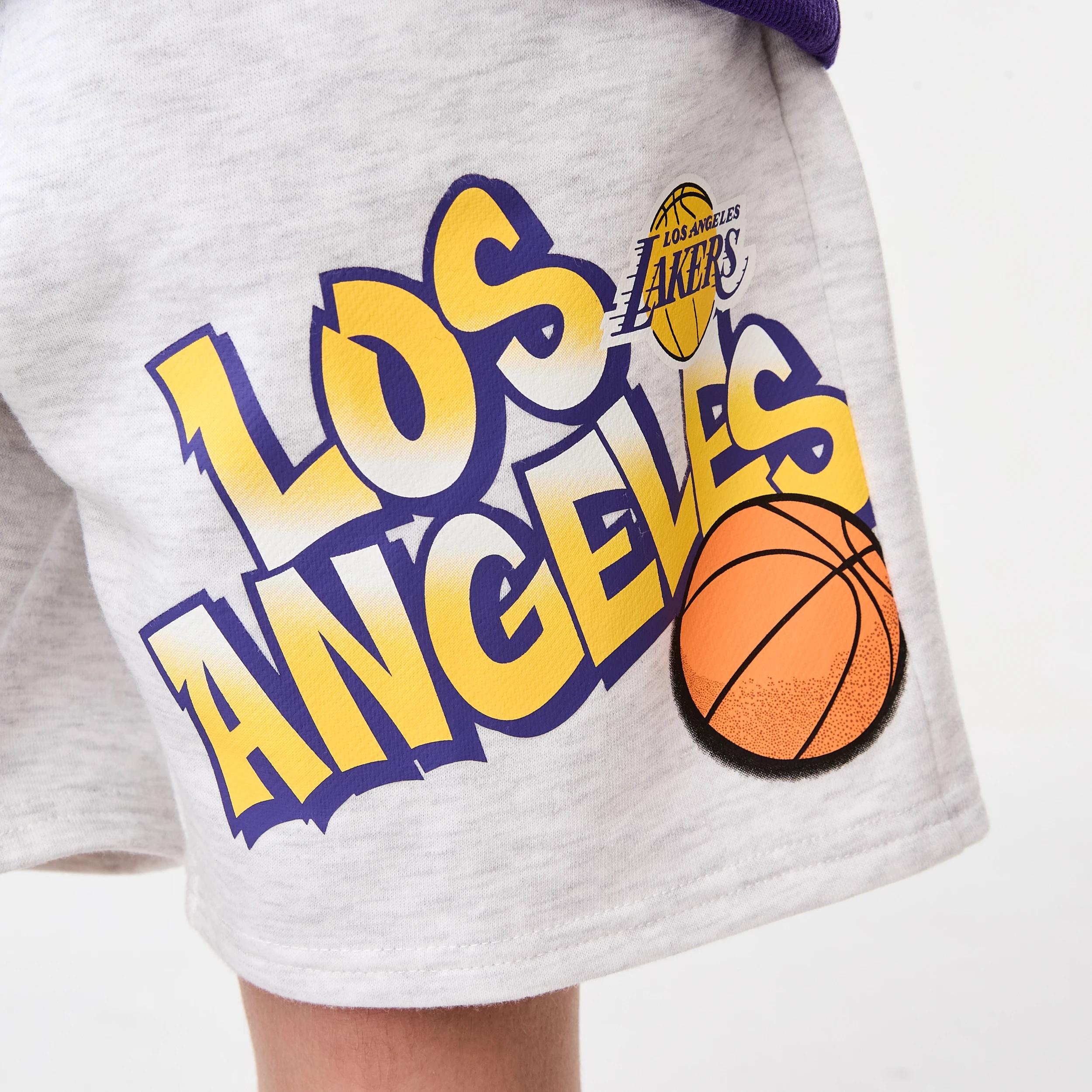 6 Official NBA Kids Fleece Shorts WHITE MARLE LAKERS TERRY SHORT, 6 of 8