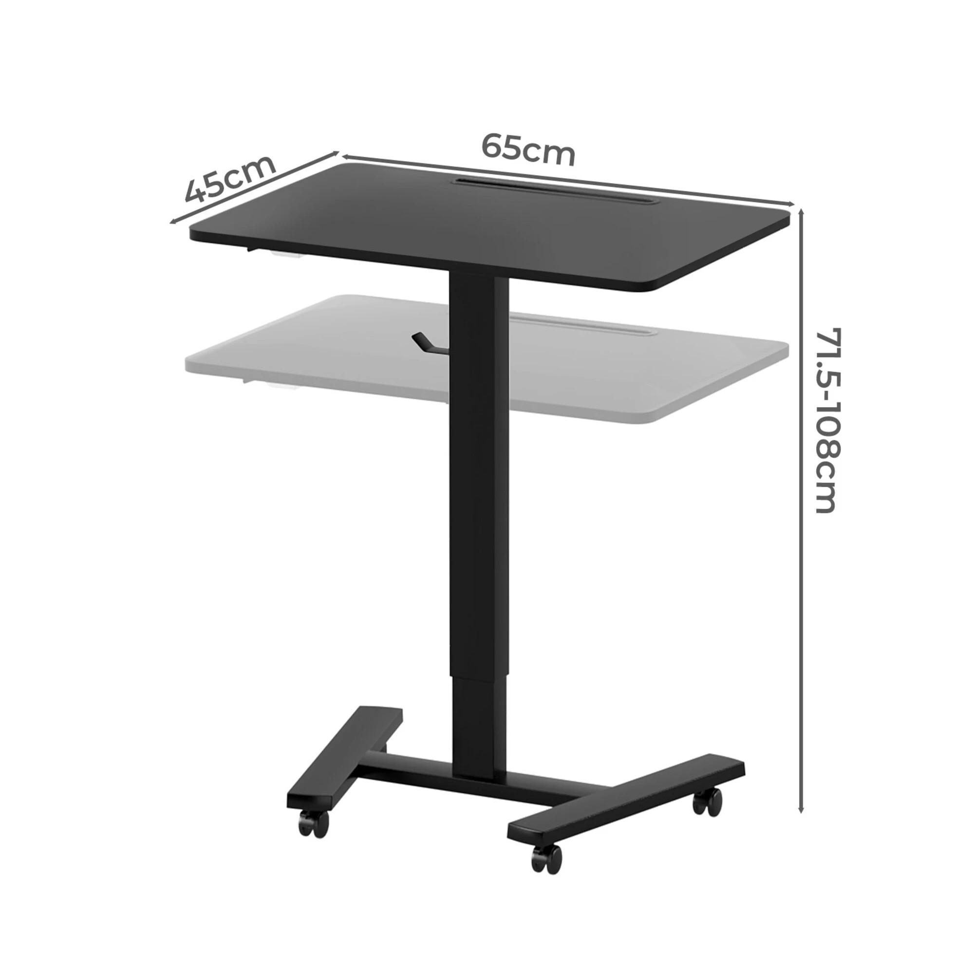 3 Levede Mobile Standing Desk with Wheels - Black, 3 of 9
