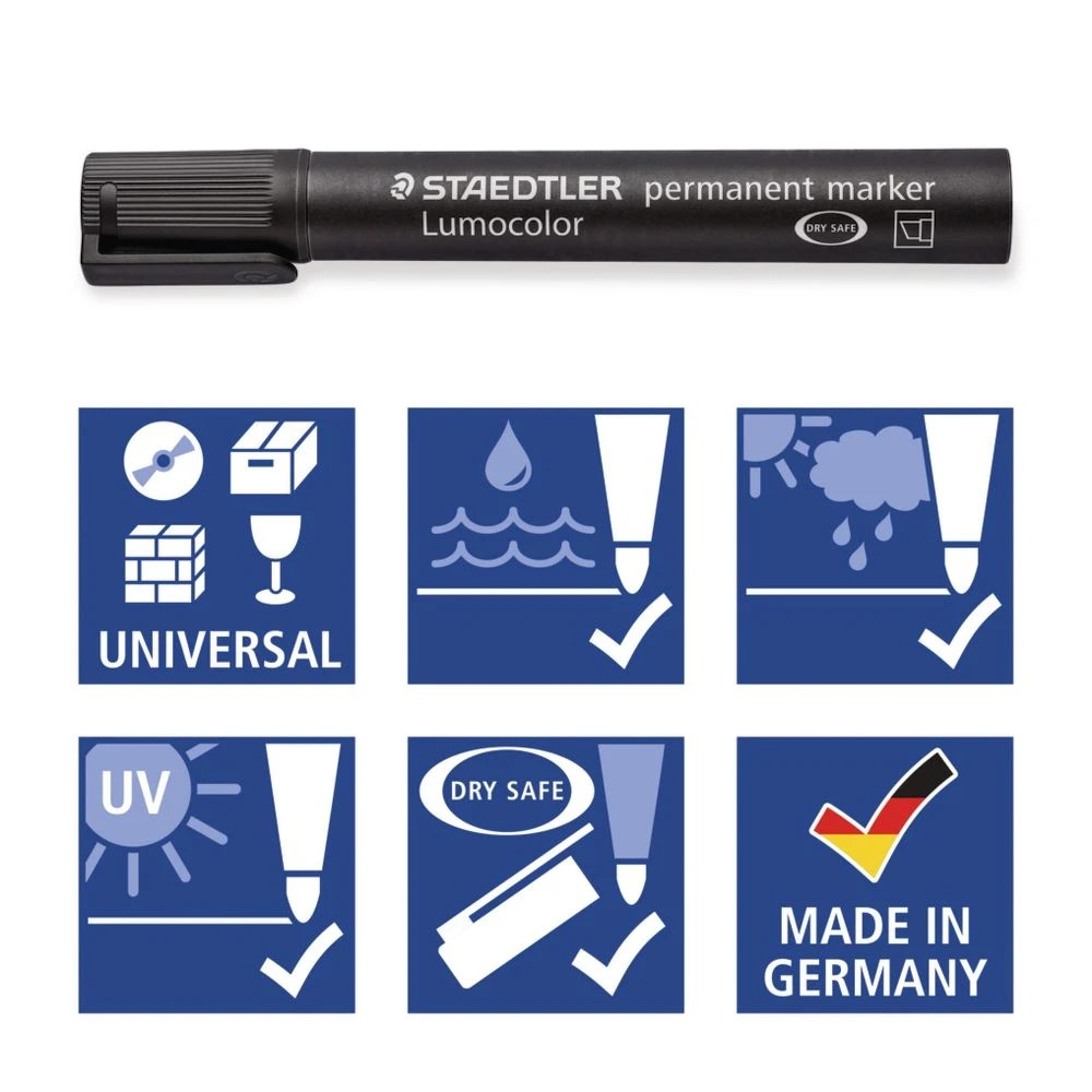6 Staedtler Lumocolor 350 Permanent Marker Assorted 4 Pack, 6 of 6