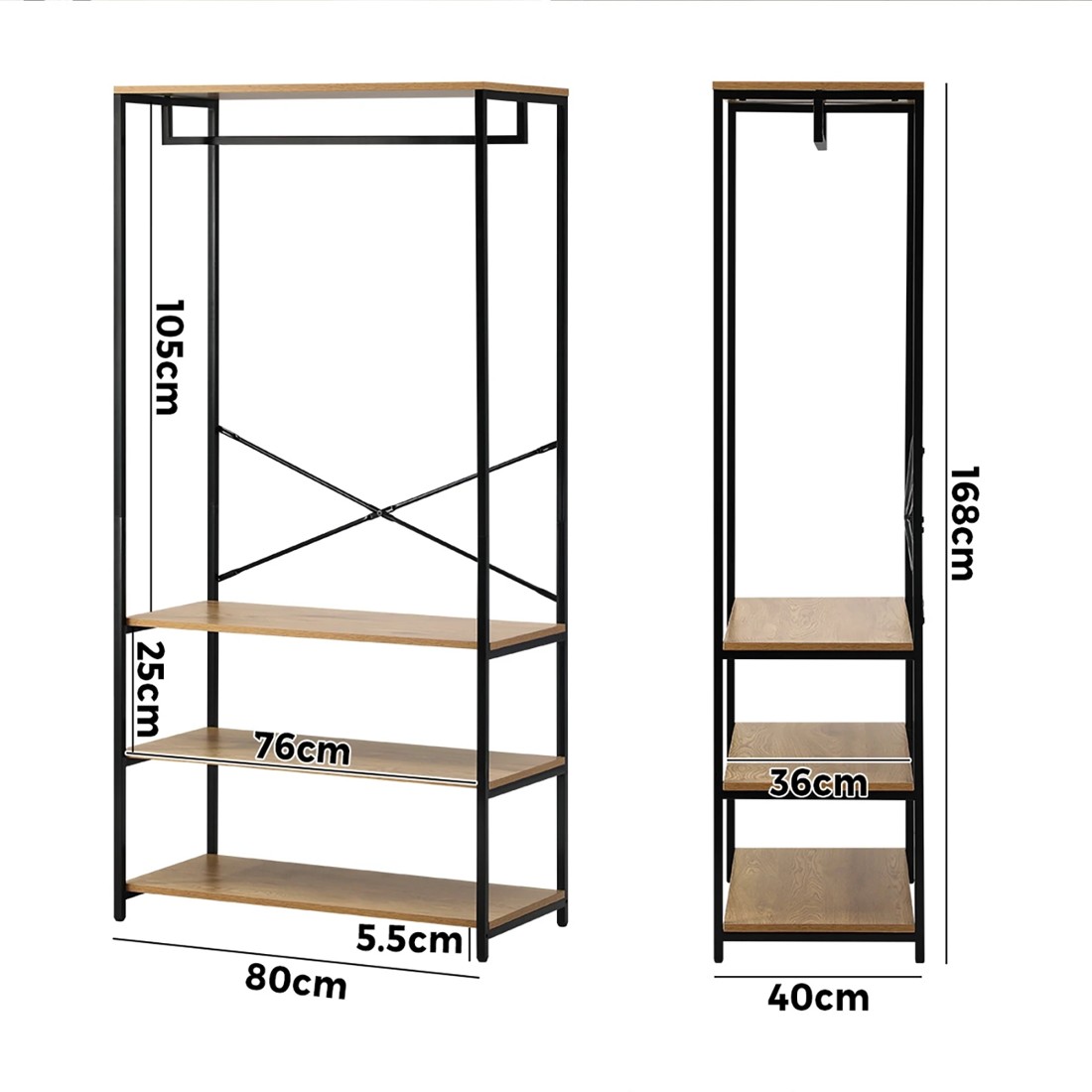 9 Oikiture Clothes Rack Open Wardrobe Garment Coat Hanging Rail Metal 4 Shelves
 - Multi, 9 of 10