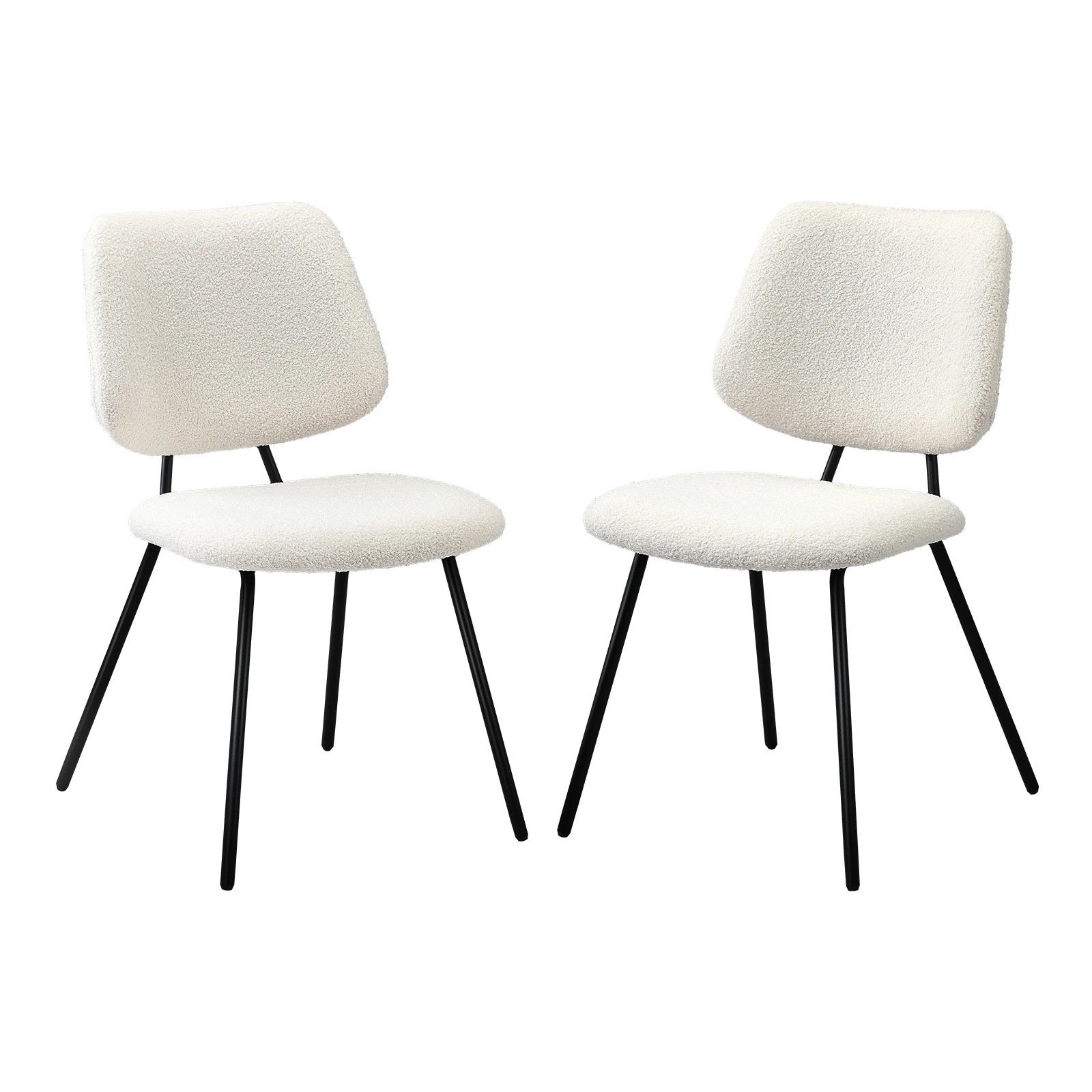 1 Oikiture 2x Dining Chair Vintage Retro Sherpa Kitchen Padded Lounge
 - White, 1 of 10