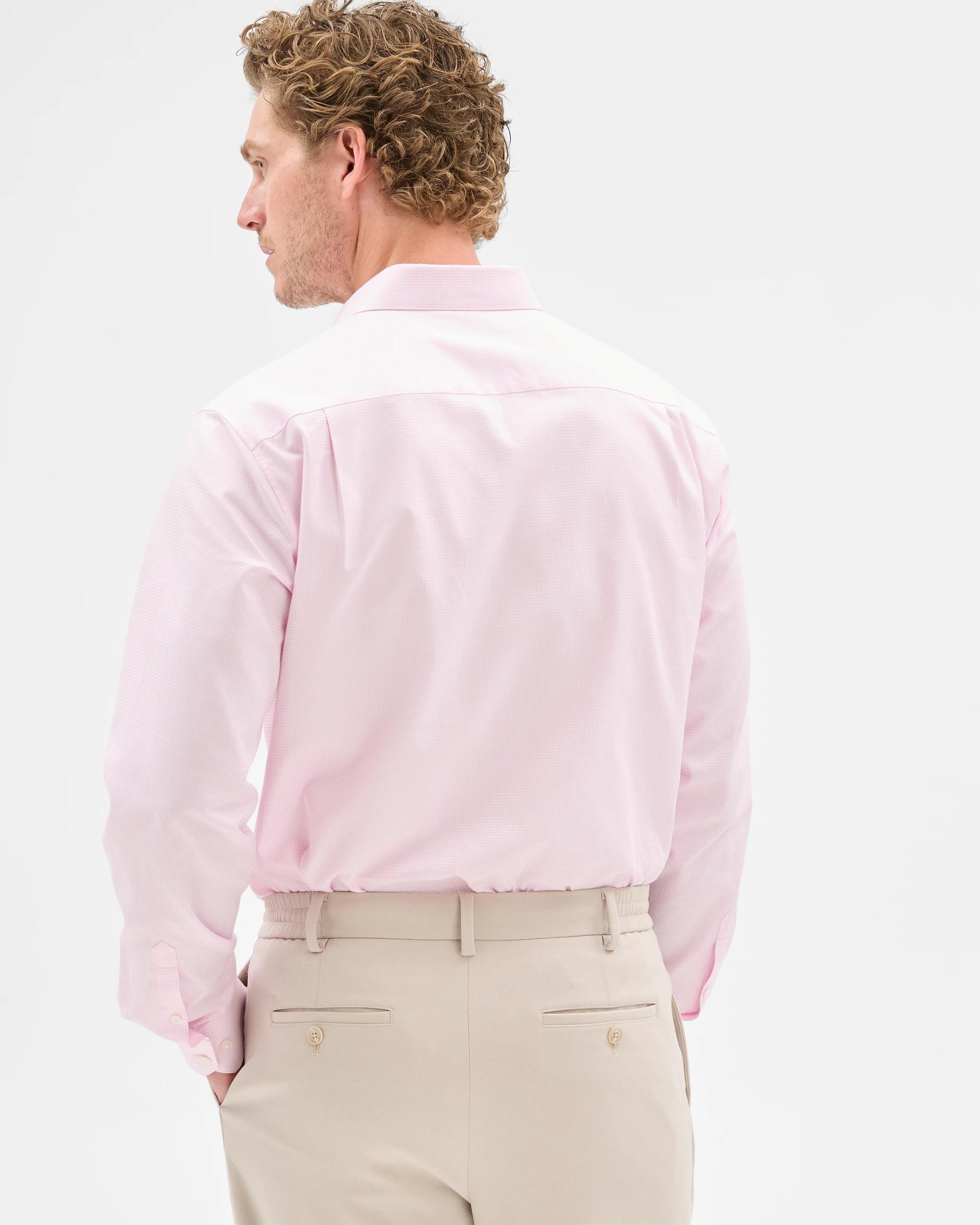 3 Australian Cotton Long Sleeve Gingham Shirt - Preview PINK CHECK, 3 of 5