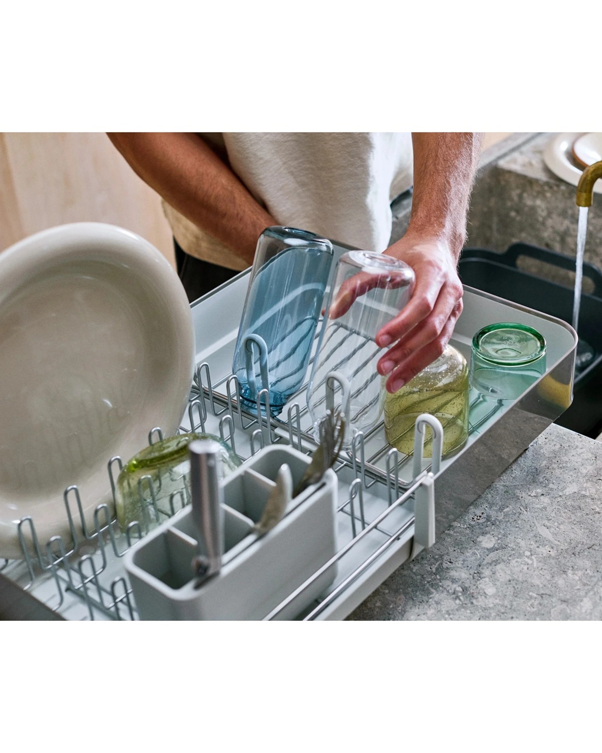 4 Joseph Joseph Extend Steel Plus Kitchen Dish Drying Rack Light Stone - Natural, 4 of 4