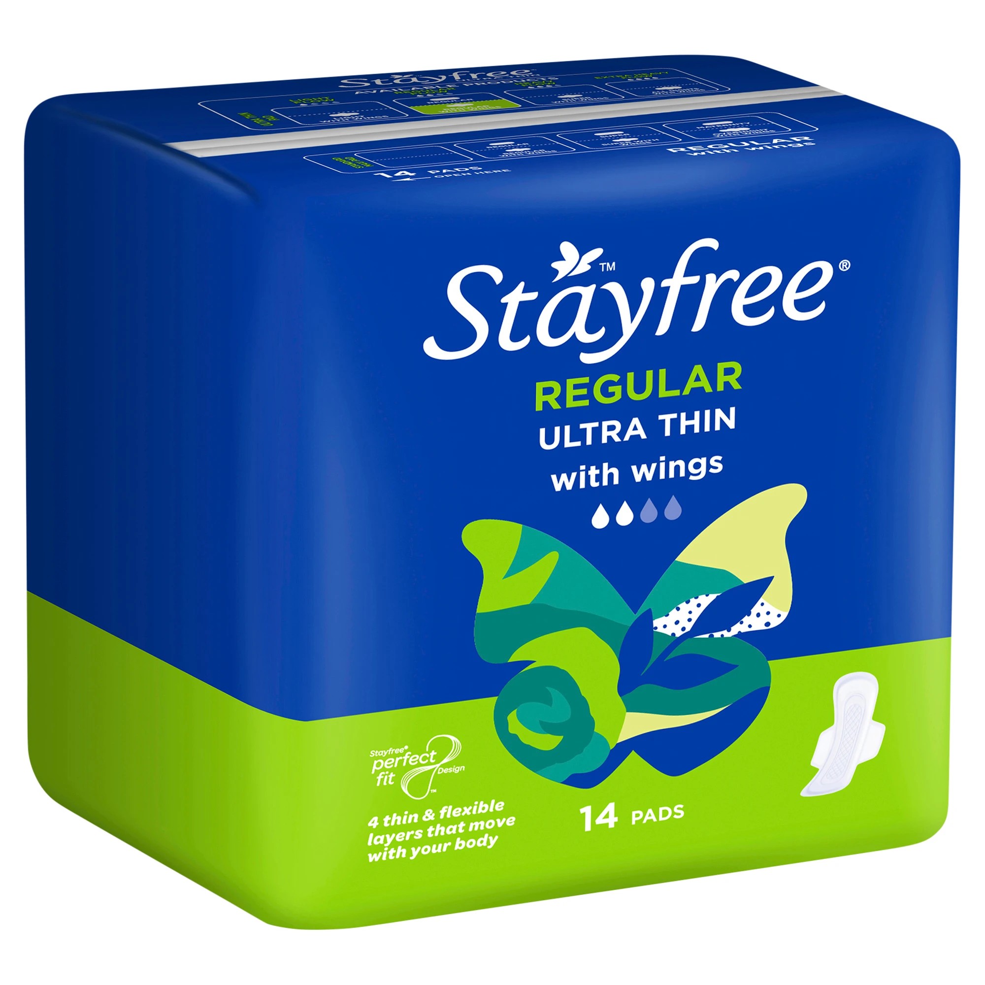 1 Stayfree 14 Pack UltraThin Regular Pads with Wings, 1 of 6