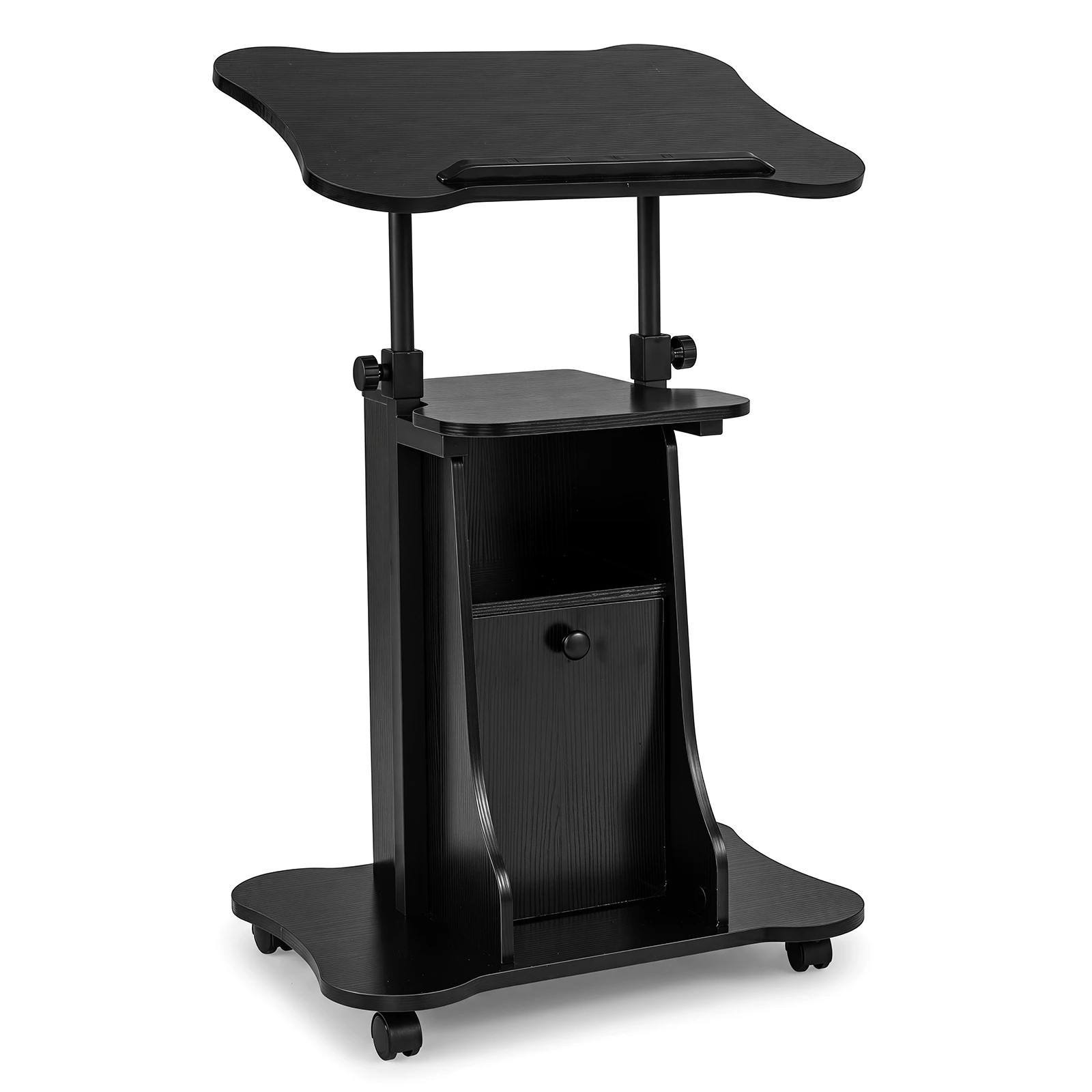 1 Costway Mobile Lectern Podium Stand Adjustable Laptop Table w/Tilting Tabletop - Black, 1 of 5