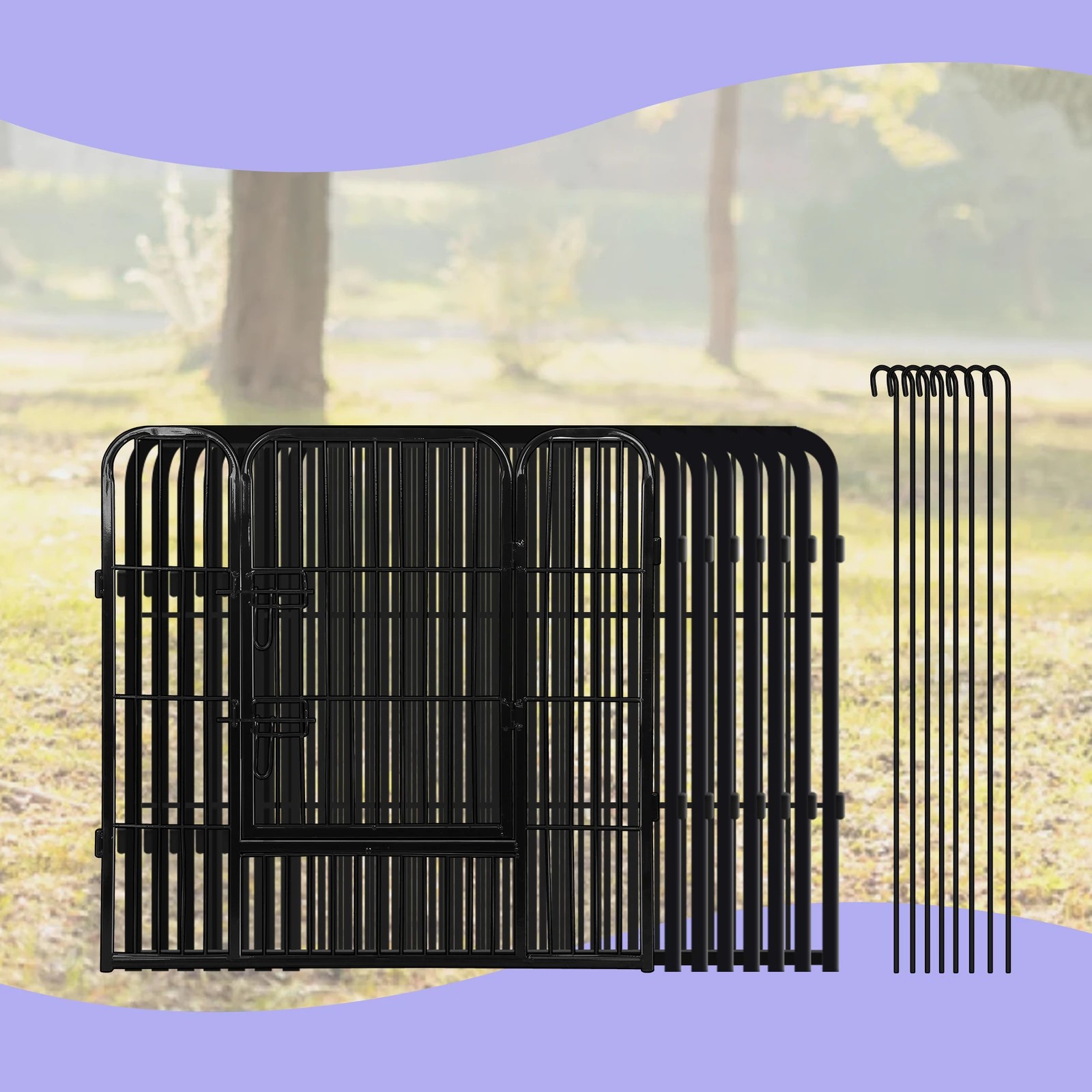 5 Beastie Pet Playpen Large 8 Panel Fence Enclosure Dog Metal Exercise Pen 40 Inch - Black, 5 of 8