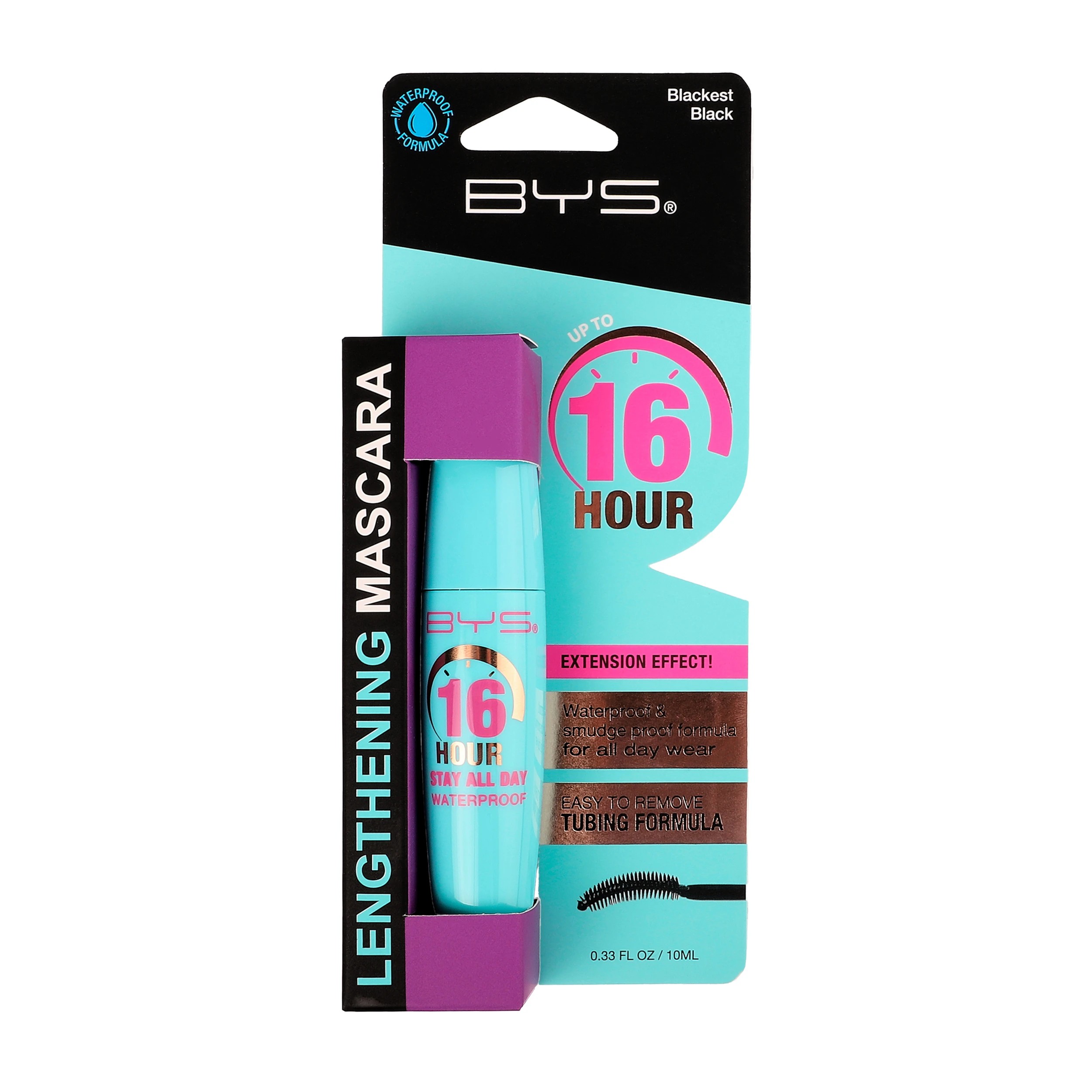 1 BYS 16 Hour Stay All Day Lengthening Mascara - Blackest Black, 1 of 4