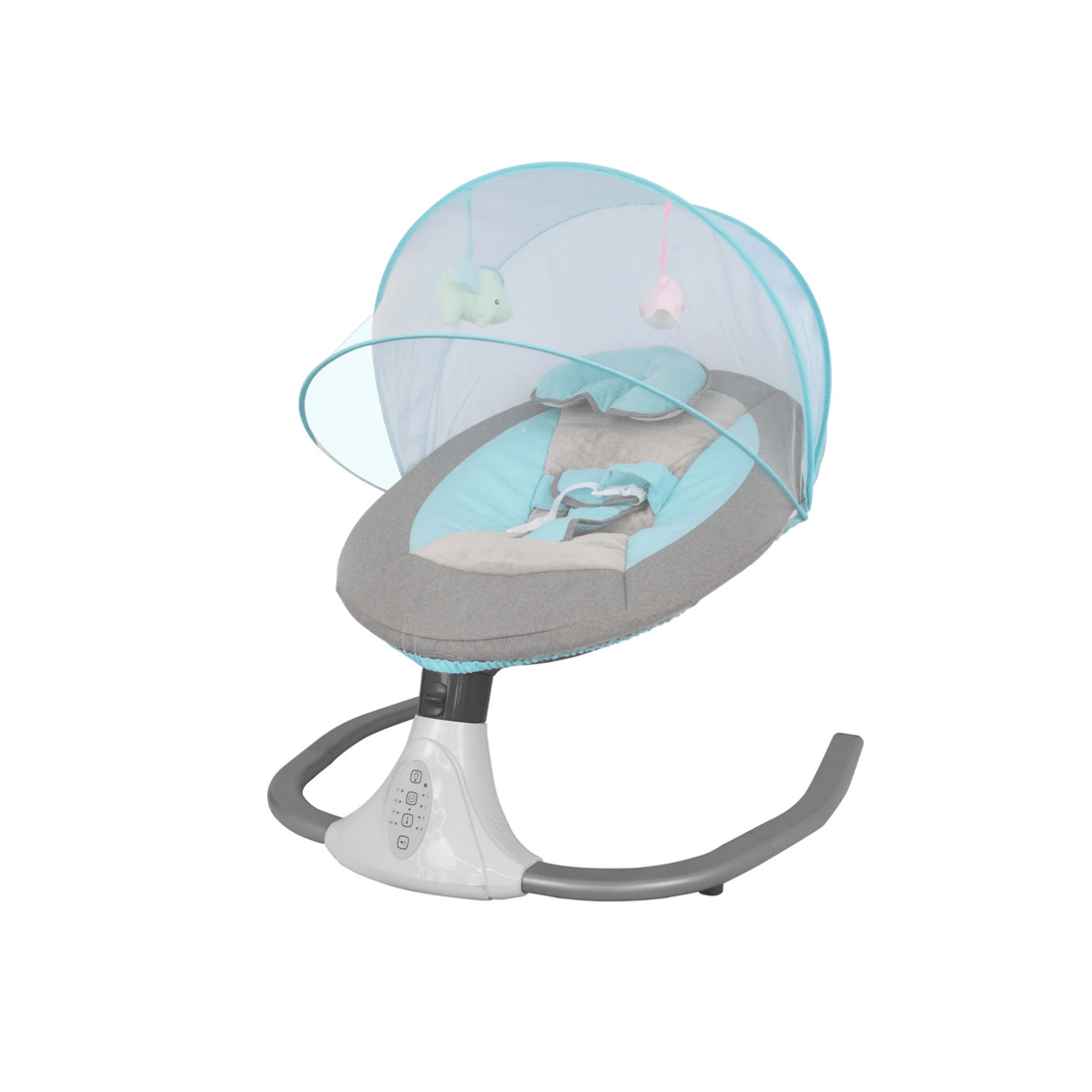 1 Advwin Electric Baby Swing Baby Bouncer Rocker With Mosquito Net Toddler Seat Soft Peachskin Blue, 1 of 9